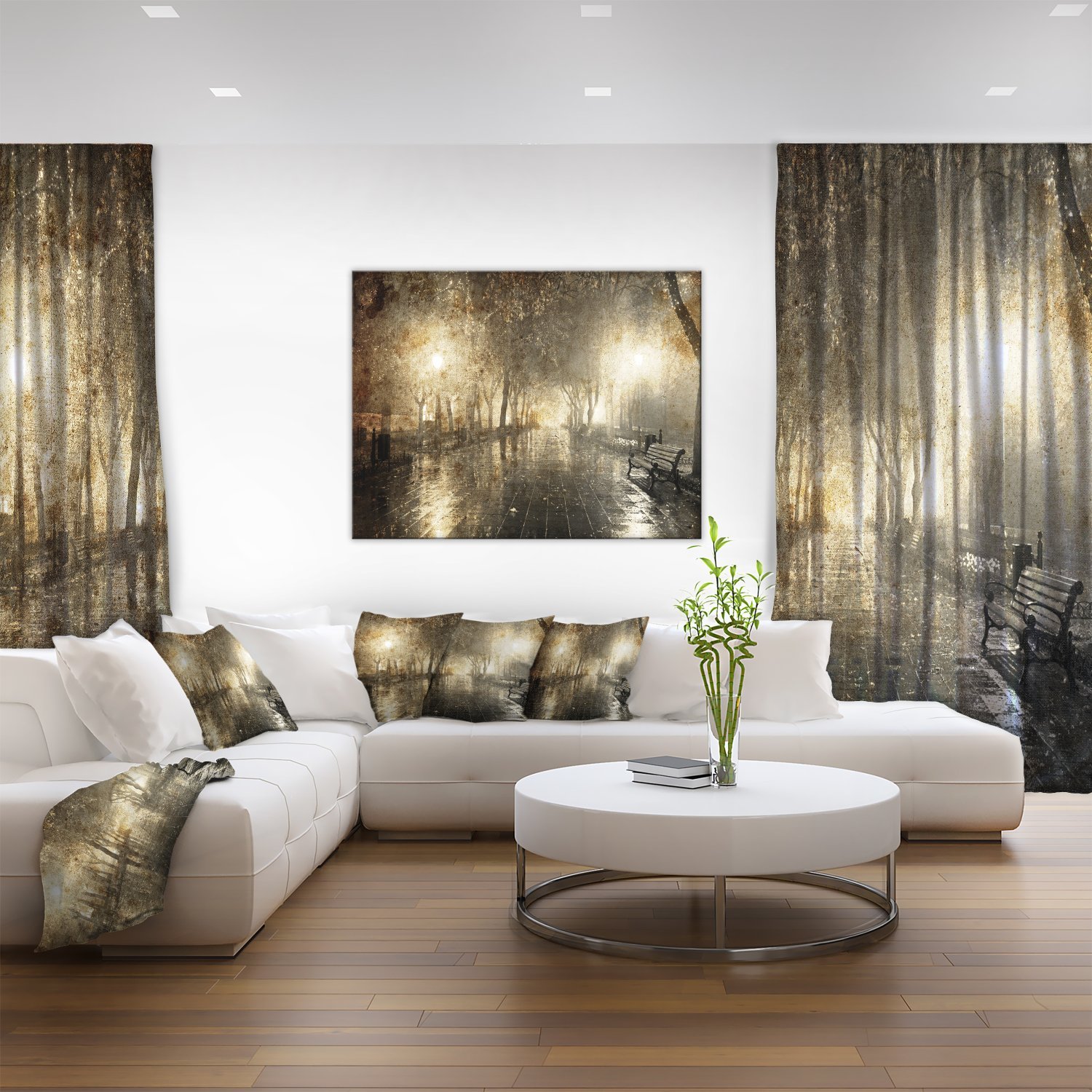 Night Alley with Lights Photography - Landscape Canvas Wall Art Print for Home & Office Decor - Perfect for Living Room, Bedroom, or Gallery Display
