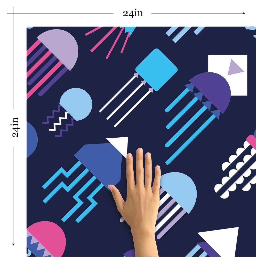 Blue and Purple Fish Nautical Peel and Stick Removable Wallpaper - Self-Adhesive Decorative Wall Covering for Bedroom, Bathroom, Nursery & Home Decor