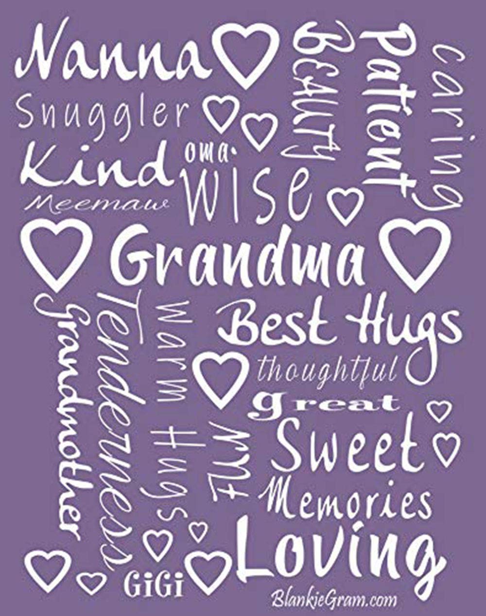 BlankieGram Soft & Cozy Grandmother Throw Blanket - Perfect Gift for Grandma, Women & Family - Luxurious Purple Fleece Blanket for Cuddling, Sofa Lounging & Bedroom Decor