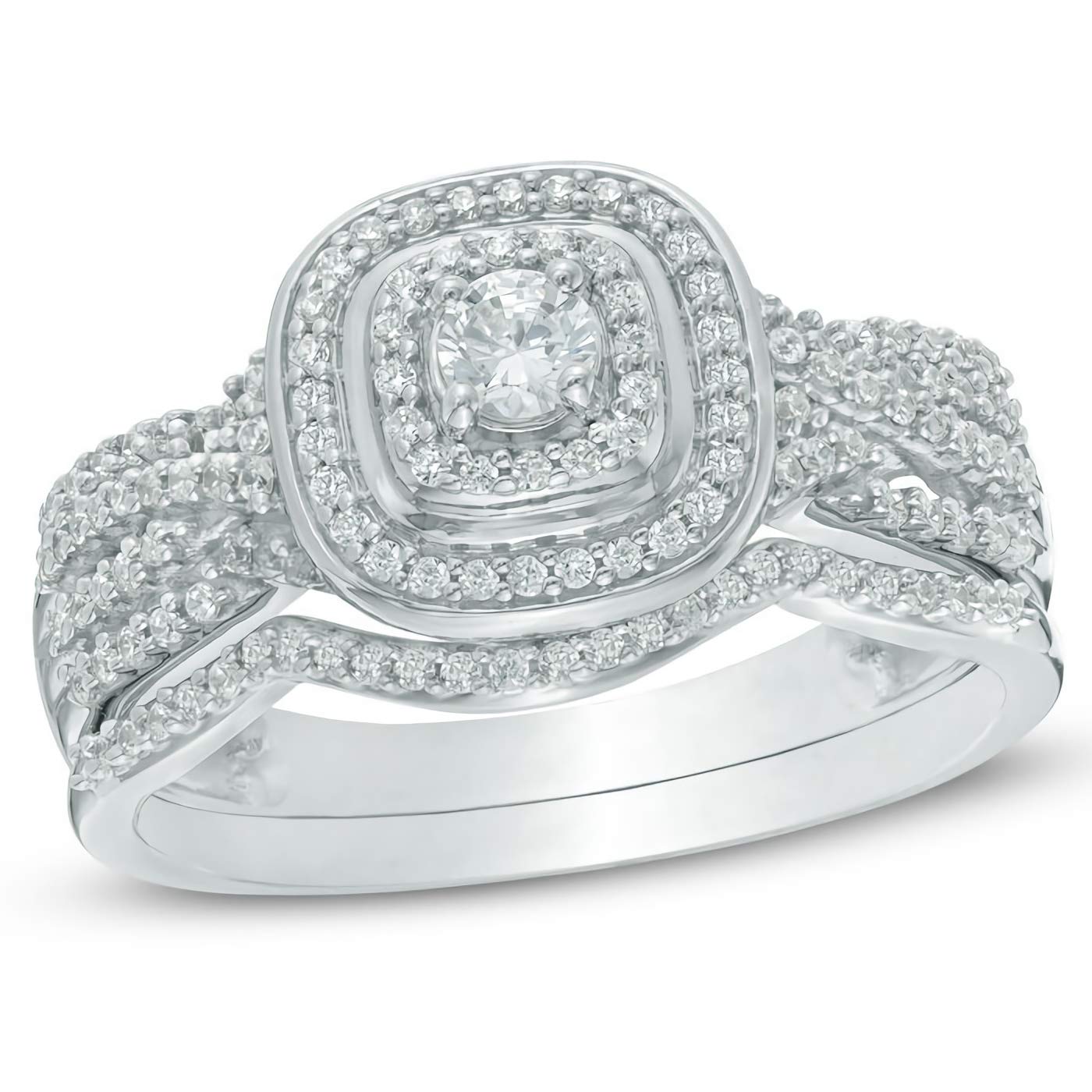 Moissanite Bridal Set - 10K 14K 18K Gold & Platinum Plated Silver Engagement Rings for Women - 4 Elegant Styles - Perfect for Proposals, Weddings & Anniversary Gifts
