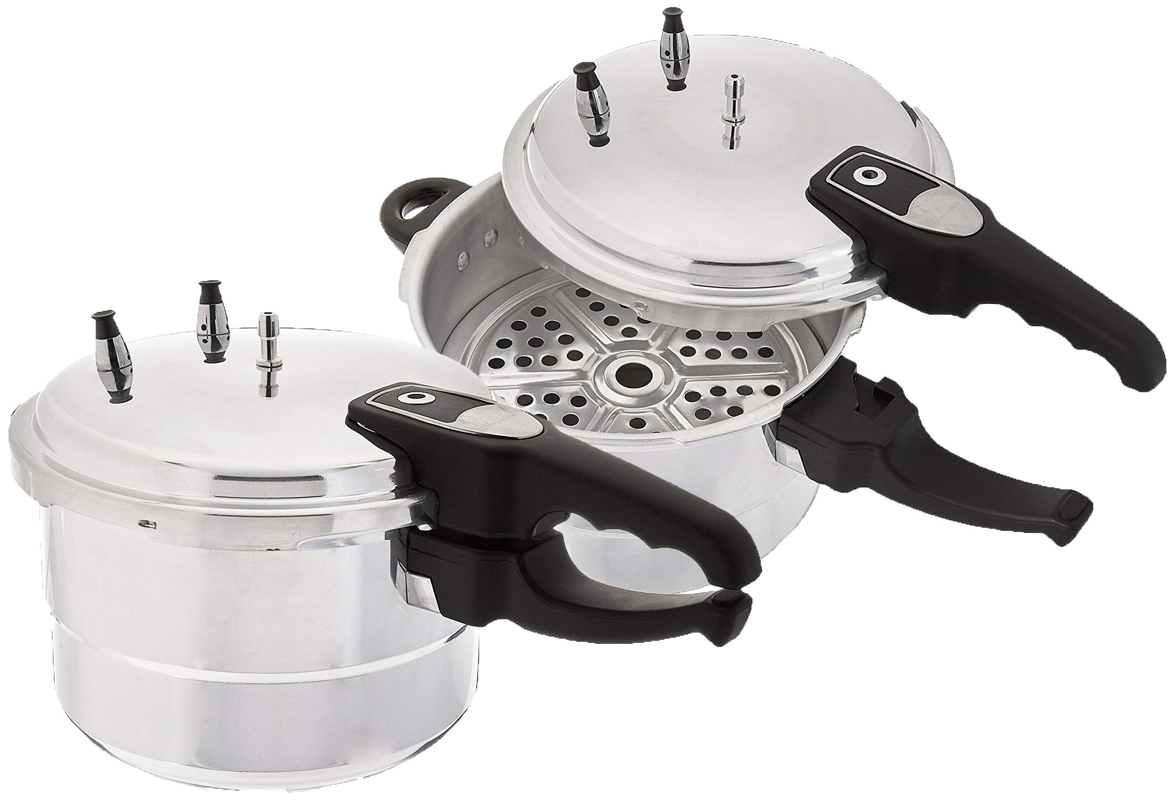 Premium 11L Aluminum Pressure Cooker with Steamer Basket - Fast & Safe Cooking for Soups, Stews & Rice - Perfect for Home Kitchens & Camping Trips