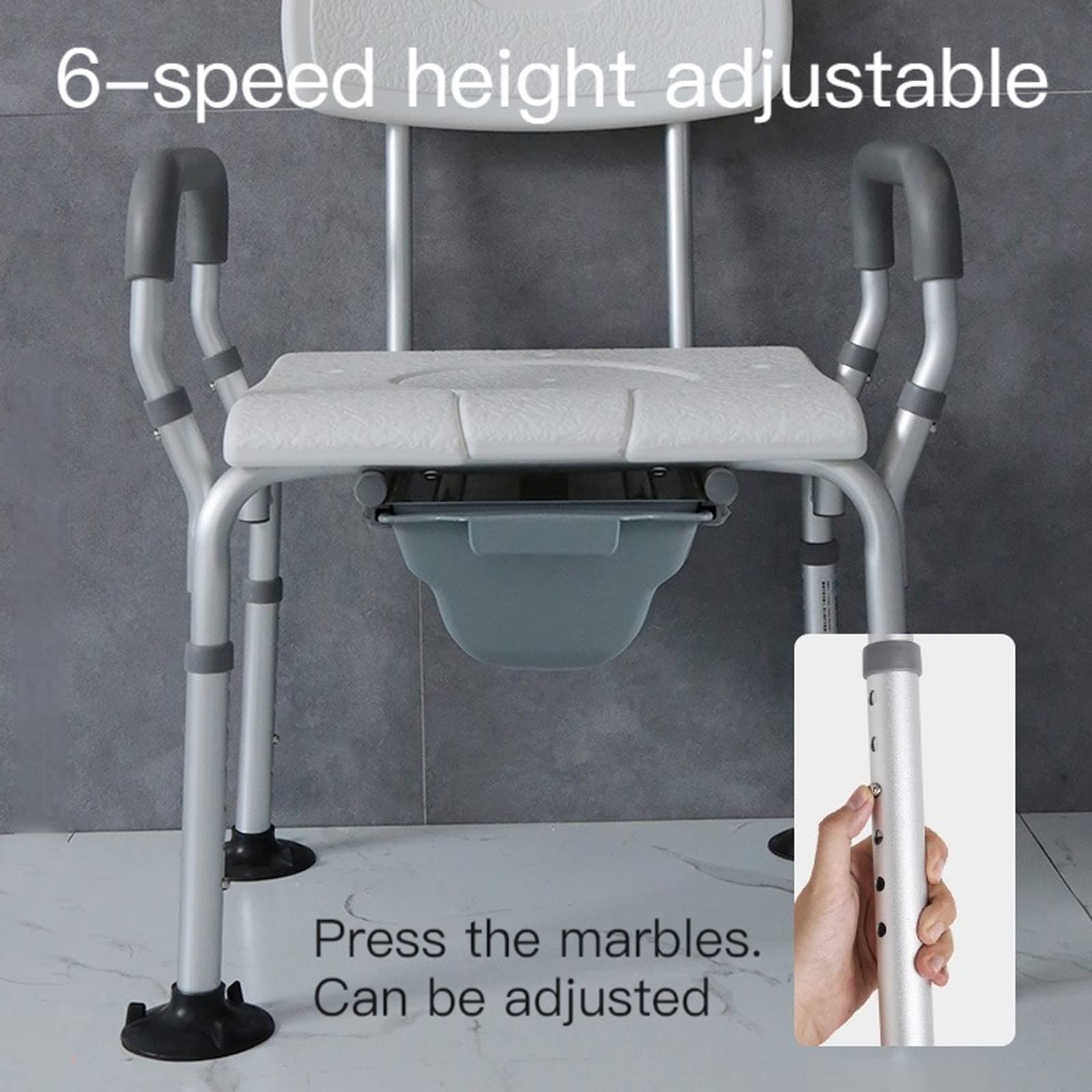 **Adjustable Shower Chair with Arms & Back for Elderly - Non-Slip Rubber Tips, Medical Bedside Commode & Raised Toilet Seat (3-in-1) - Ideal for Seniors, Disabled & Post-Surgery Recovery (Color: C)**
