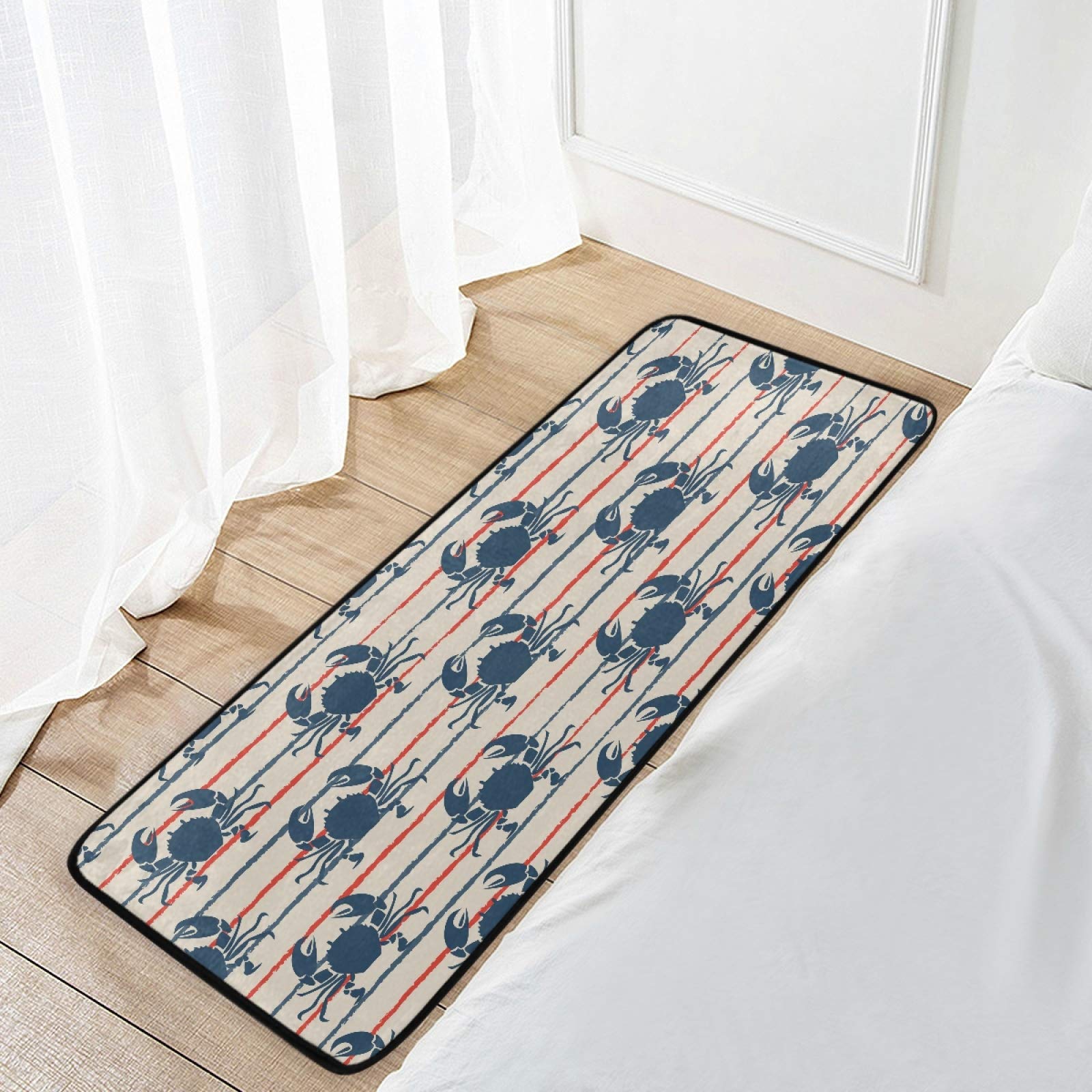 Retro Marine Crabs Anti-Fatigue Kitchen Mat - Non-Slip, Oil Resistant, Easy Clean Floor Rug for Indoor/Outdoor Use - Perfect for Kitchens, Bathrooms & Entryways