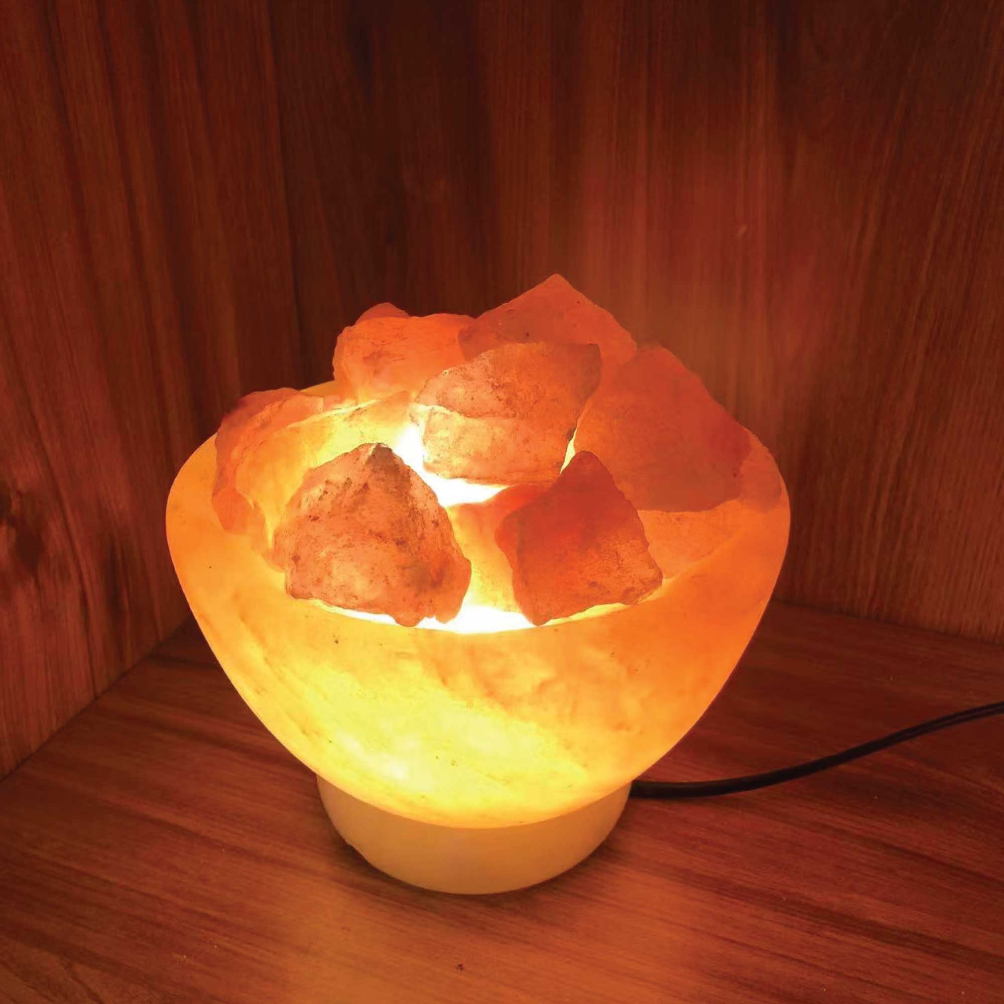 12V 12W Himalayan Pink Salt Lamp - Hand Carved Natural Rock Crystal Night Light with On/Off Switch | Perfect for Bedroom, Yoga Room, Meditation & Relaxation Therapy
