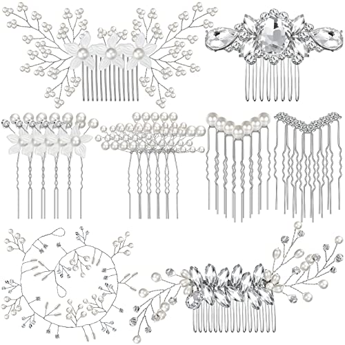 64-Piece Wedding Hair Comb Set with Rhinestone Hair Sticks, Pearl Pins & Crystal Combs - Elegant Bridal Hair Accessories for Weddings, Prom & Special Occasions