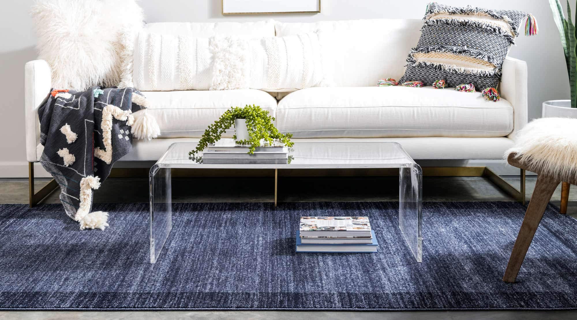 Unique Loom Del Mar Collection Area Rug - Abigail (10' x 13' Rectangle, Navy Blue/Blue) | Soft & Durable Living Room Rug for Home Decor | Perfect for Bedroom, Office & High Traffic Areas