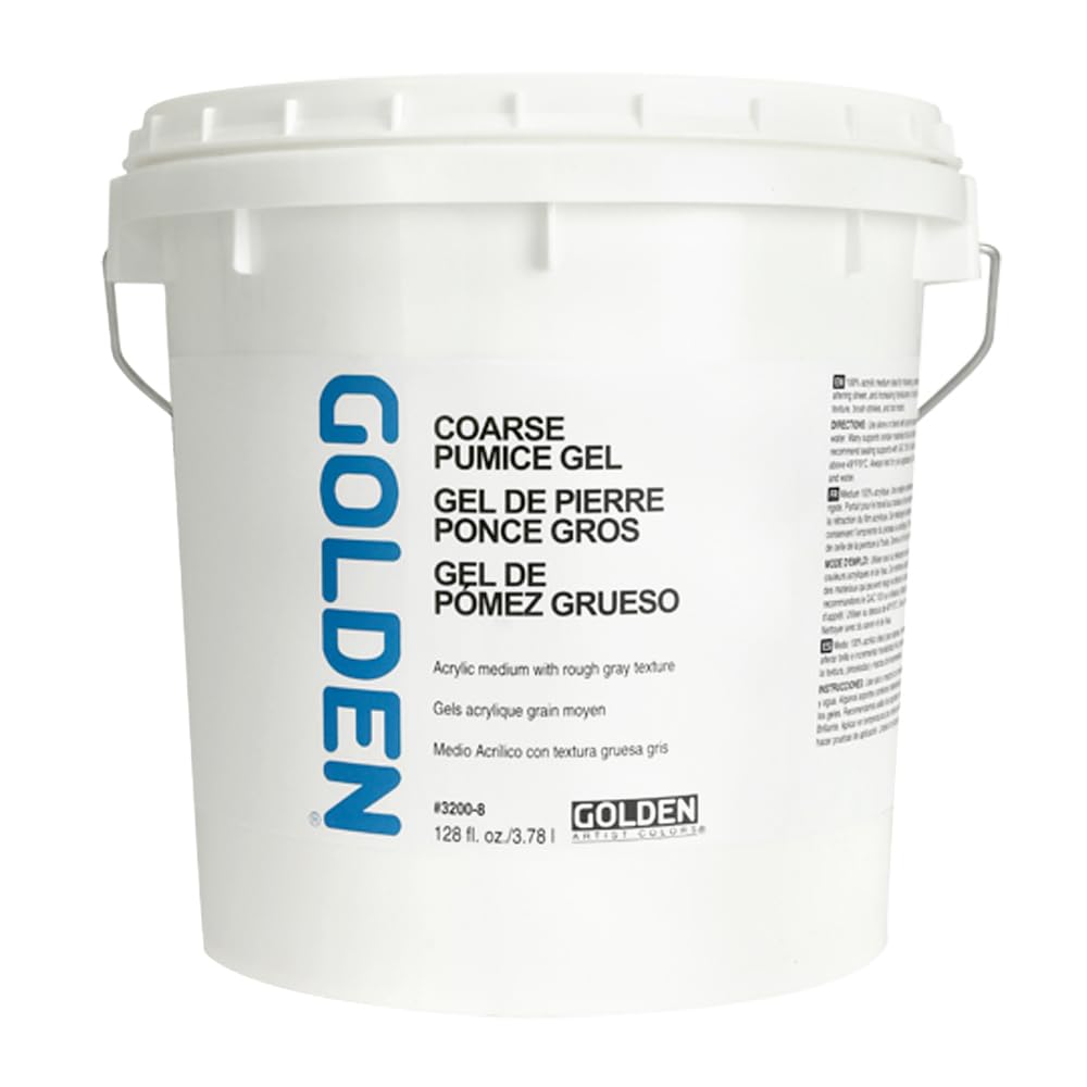 GOLDEN Coarse Pumice Gel - 128 fl oz Professional Acrylic Gel Medium for Textured Art & Mixed Media - Opaque Finish for Canvas, Sculpture & DIY Home Decor Projects