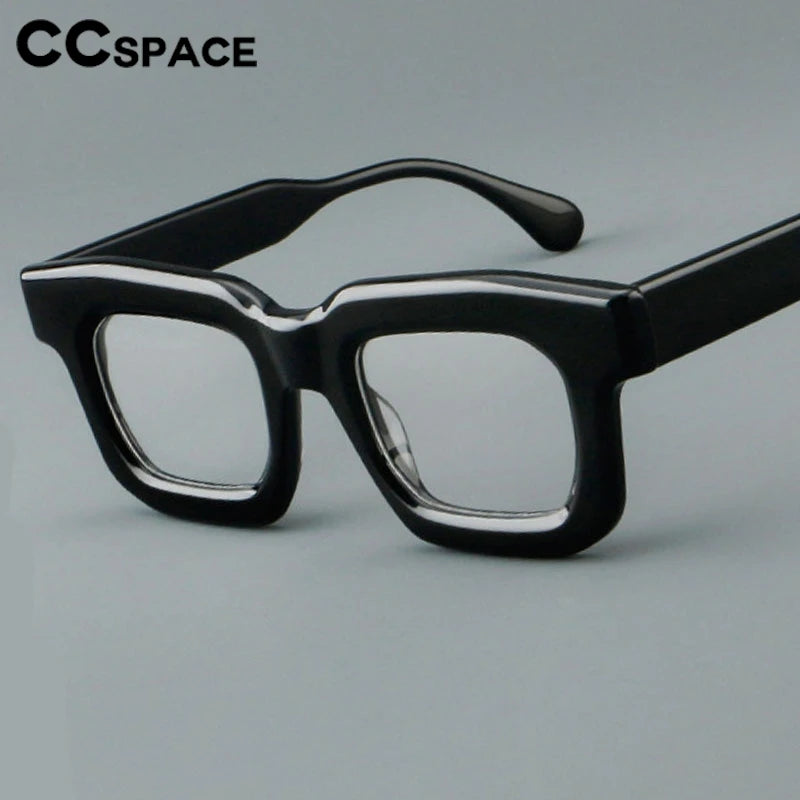 CCspace Unisex Full Rim Square Thick Acetate Eyeglasses Frame 301902 - Stylish & Durable for Work, Reading & Fashion