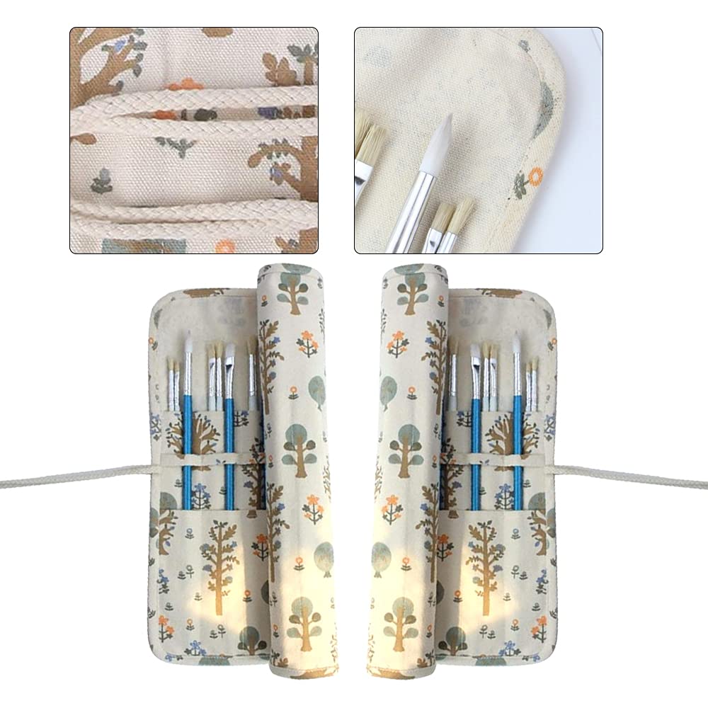 20 Holes Artist Paint Brush Holder Roll-Up Canvas Brush Organizer - Large Capacity Pouch for Paint Brushes, Colored Pencils & Art Supplies - Perfect for Watercolor, Acrylic Painting & Art Classes