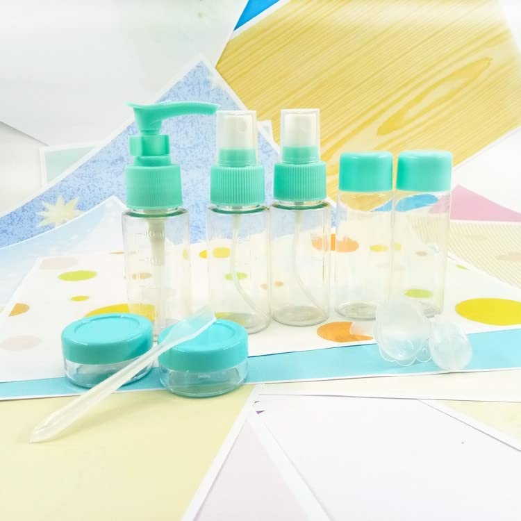 VDHJA Plastic Multipurpose Cosmetic Toiletries Travel Bottle Kit - 5pc Empty Refillable Bottles for Shampoo, Lotion & Essentials (Blue) | TSA Approved for Air Travel, Perfect for Vacations & Gym