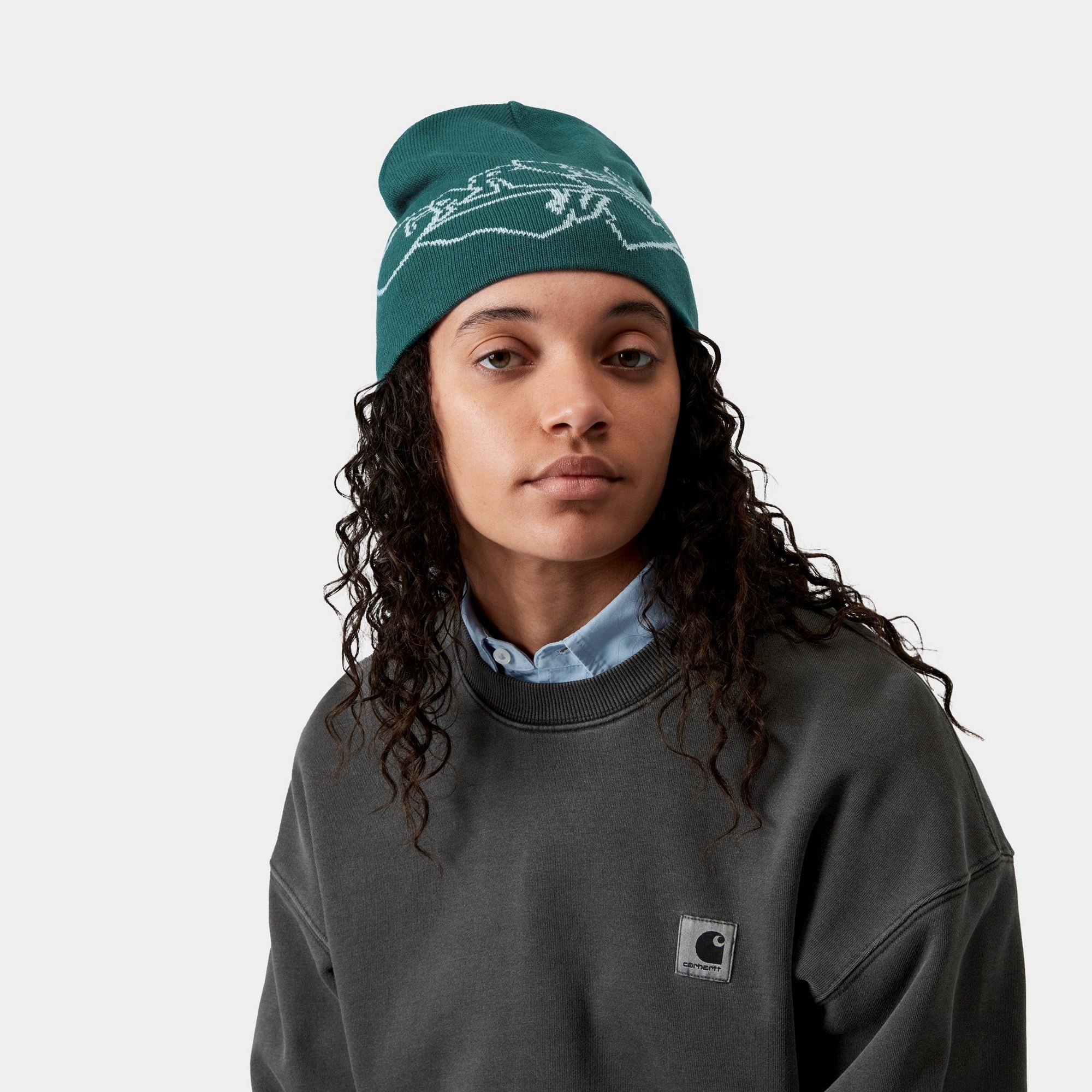 Screwed Up Scripter Beanie - Trendy Unisex Knit Hat for Men & Women | Rainforest Green & Air Sky Blue - Perfect for Outdoor Activities, Streetwear Fashion & Winter Accessories