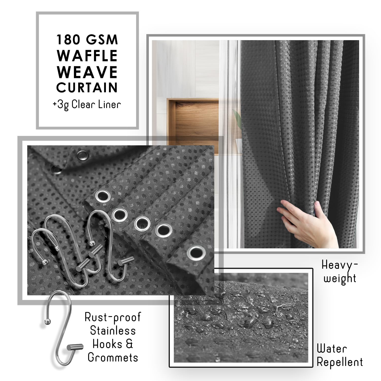 27-Piece Bathroom Accessories Set with Shower Caddy, Grey Bath Rugs, Shower Curtain, Toilet Brush, Trash Can, Soap Dispenser & Toothbrush Holder - Complete Bathroom Organization for Home, Apartment, Hotel & Dorm