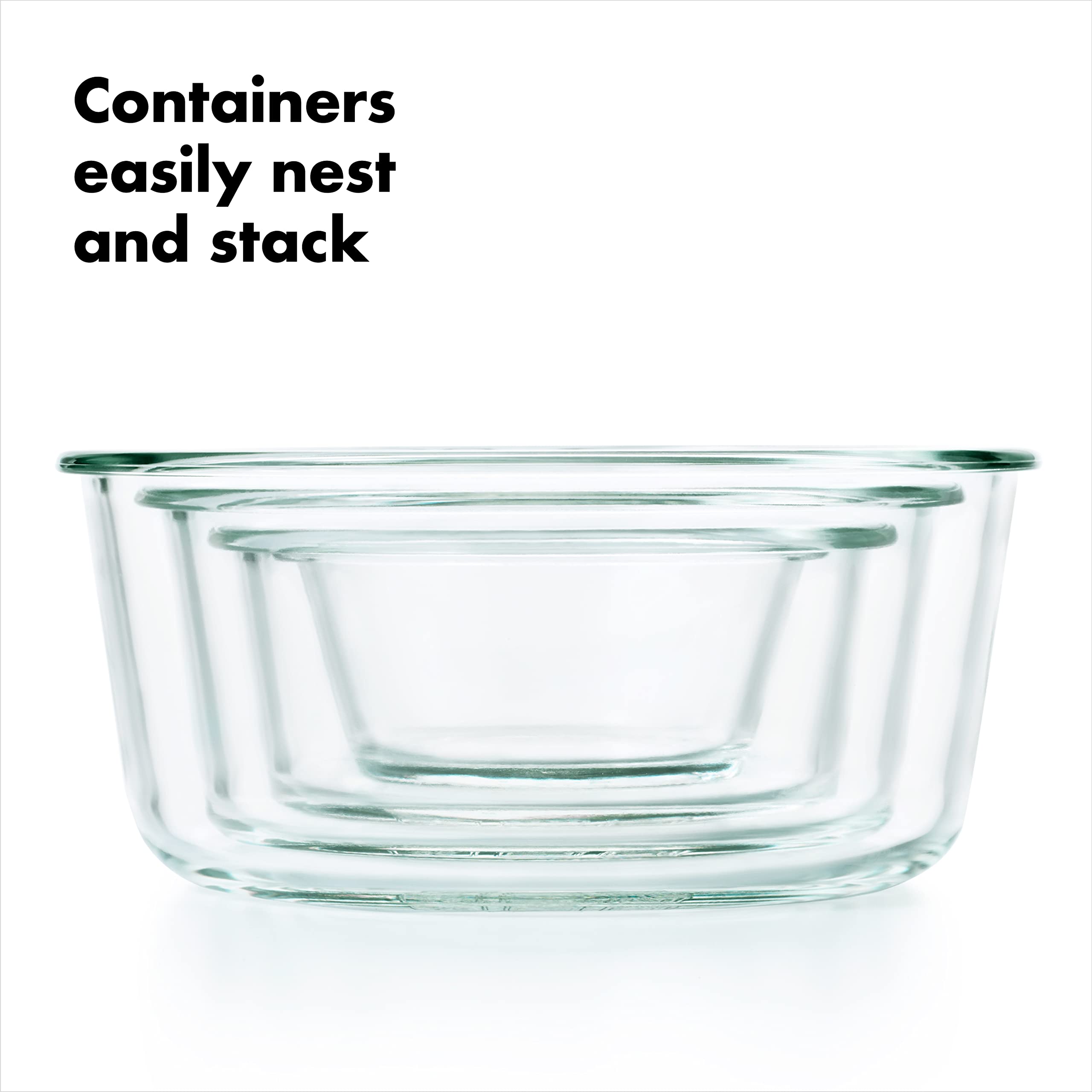 OXO Good Grips 4-Cup Leakproof Glass Food Storage Container with Smart Seal - Airtight Round Kitchen Container for Meal Prep, Leftovers & Pantry Organization