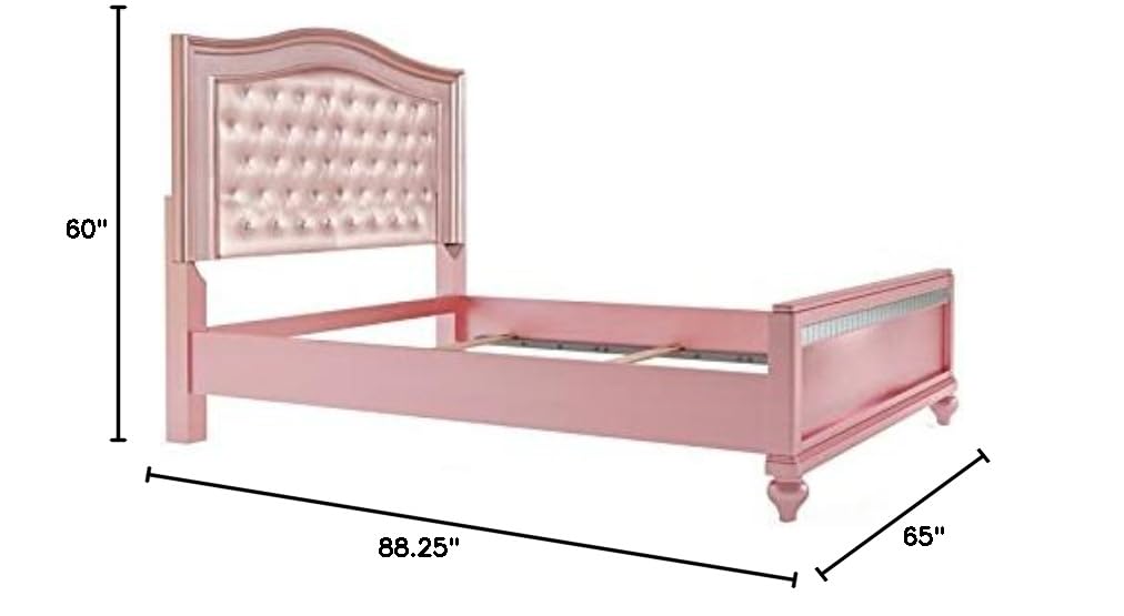 Furniture of America Paisley Contemporary Wood Queen Panel Bed in Rose Gold - Modern Bedroom Furniture for Home Decor & Master Suite Upgrade