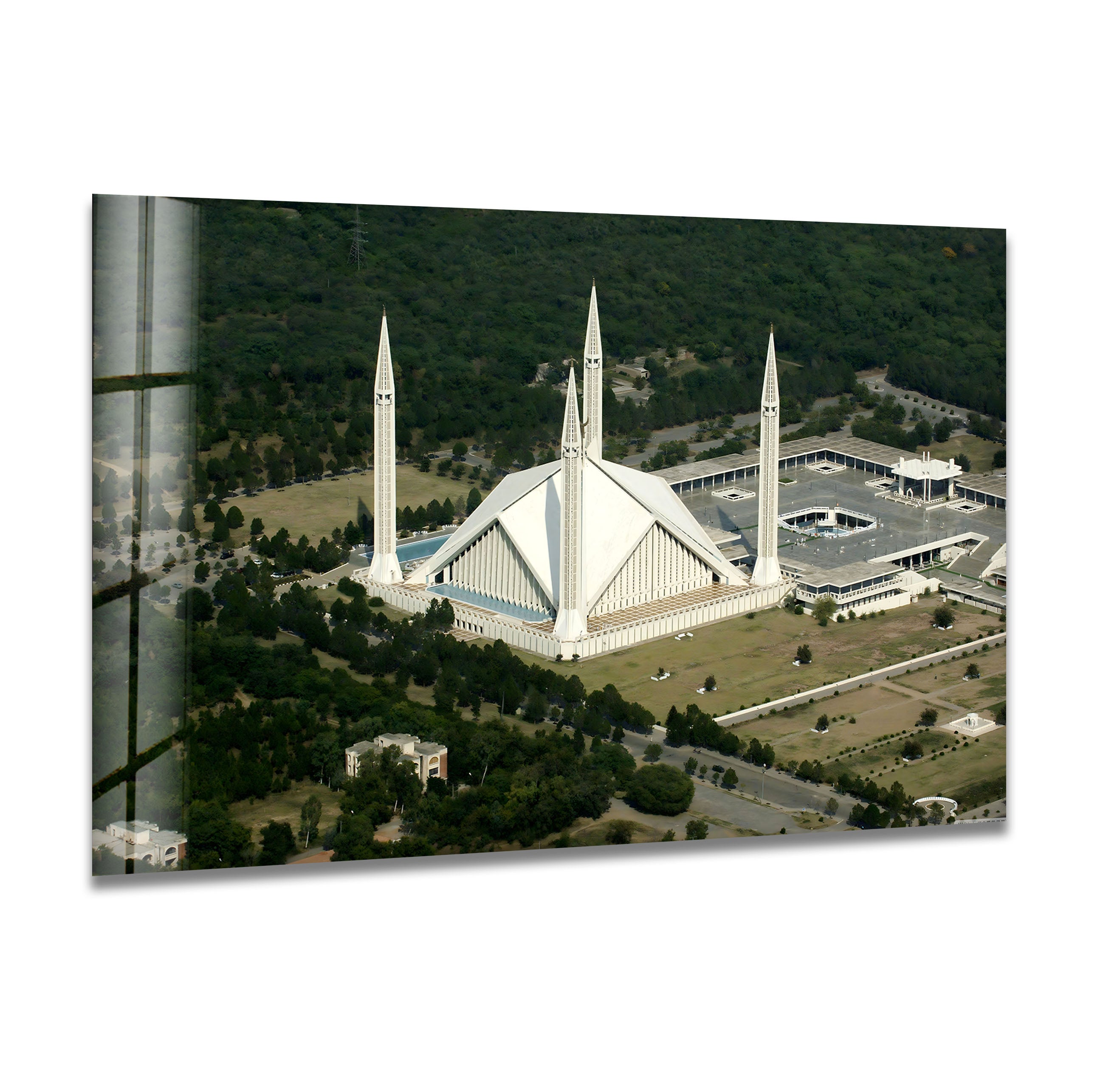 Stunning Aerial View Glass Wall Art - Iconic Landmark Panoramic Print - Perfect for Living Room, Office & Home Decor
