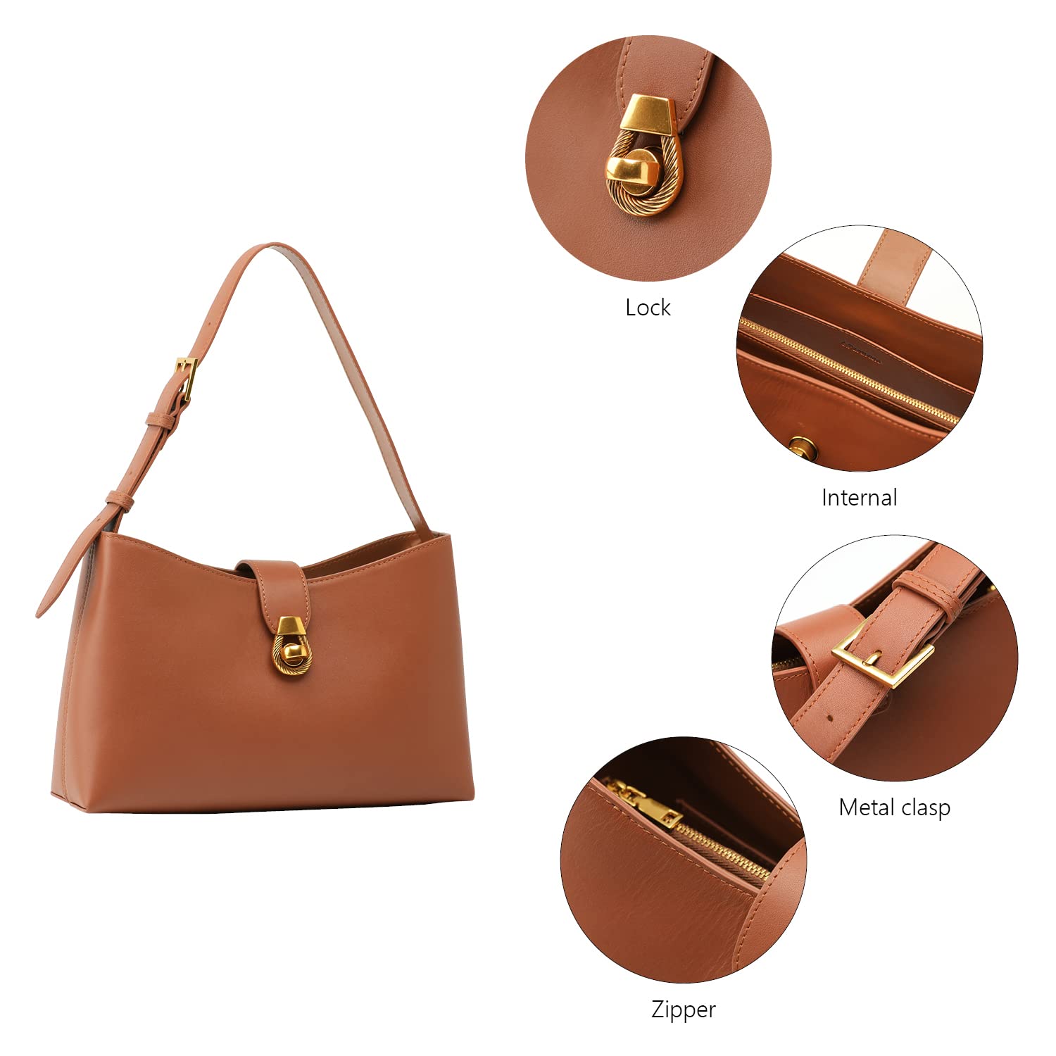 Stylish C.Paravano Women's Shoulder Bag - Glossy PU Leather Tote with Secure Zipper Closure | Hobo Handbag & Underarm Purse | Perfect for Work, Travel & Everyday Use