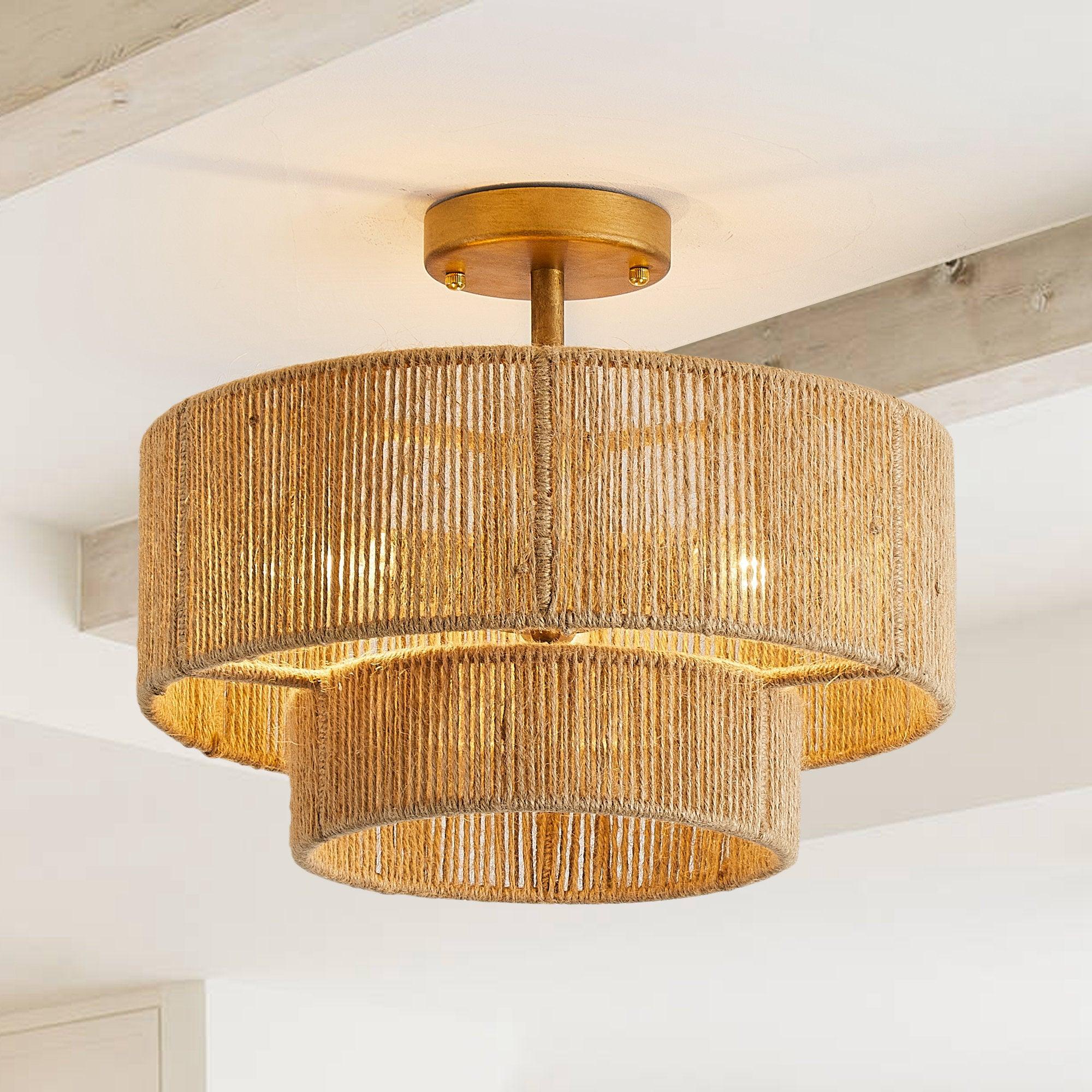3-Light Traditional Farmhouse Wabi Sabi Flush Mount Ceiling Light - Perfect for Kitchen, Dining Room & Bedroom Lighting