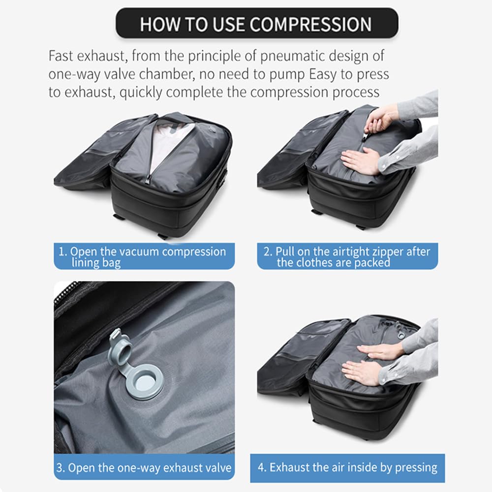 Easyvacpack Air Vacuum Backpack for Travel - 60L Expandable Air-Sealed Bag with TSA Anti-Theft & Vacuum System | Perfect for Camping, Hiking & International Trips