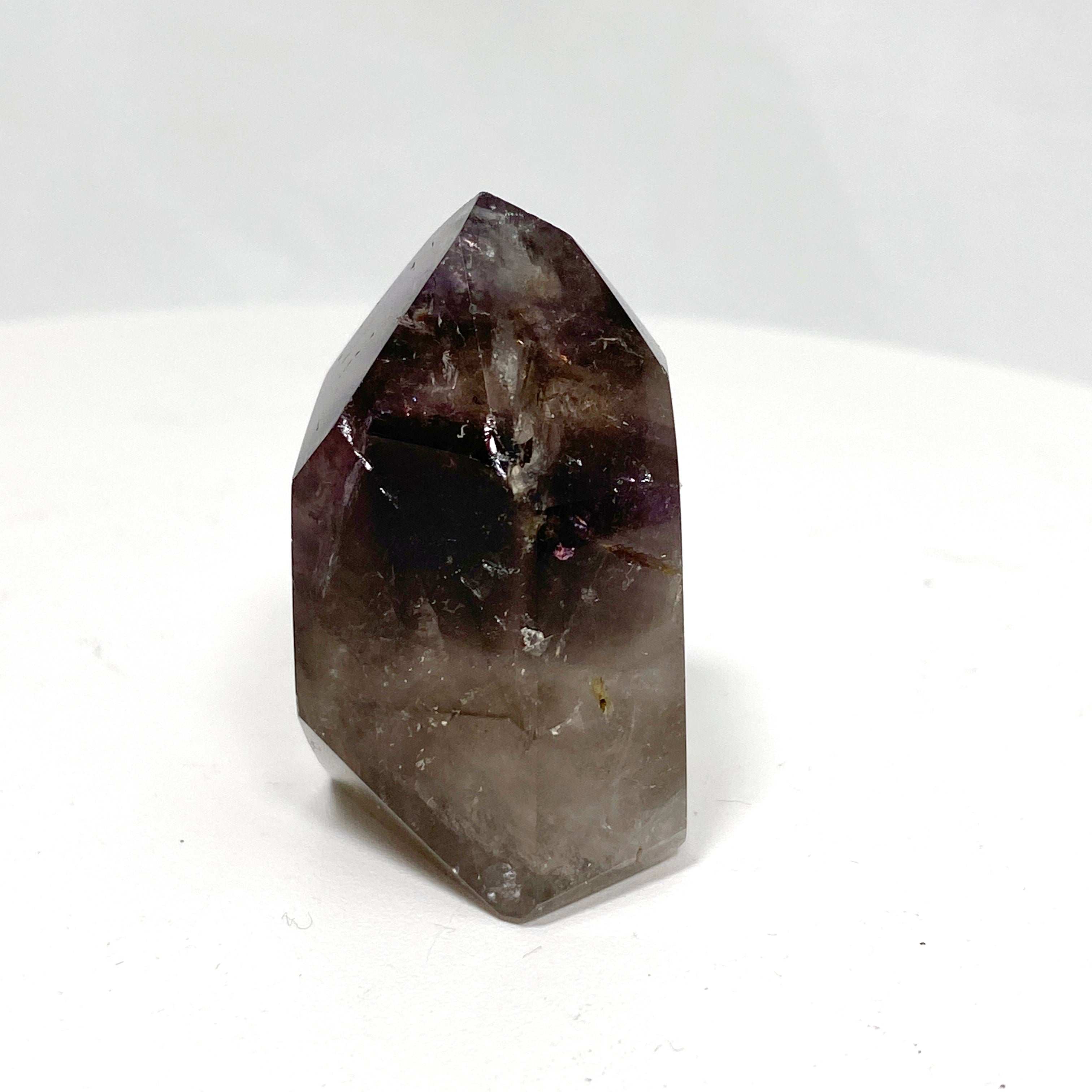 Natural Smokey Amethyst & Clear Quartz Crystal Point - Healing Stone CR3449 for Meditation, Reiki, and Home Decor