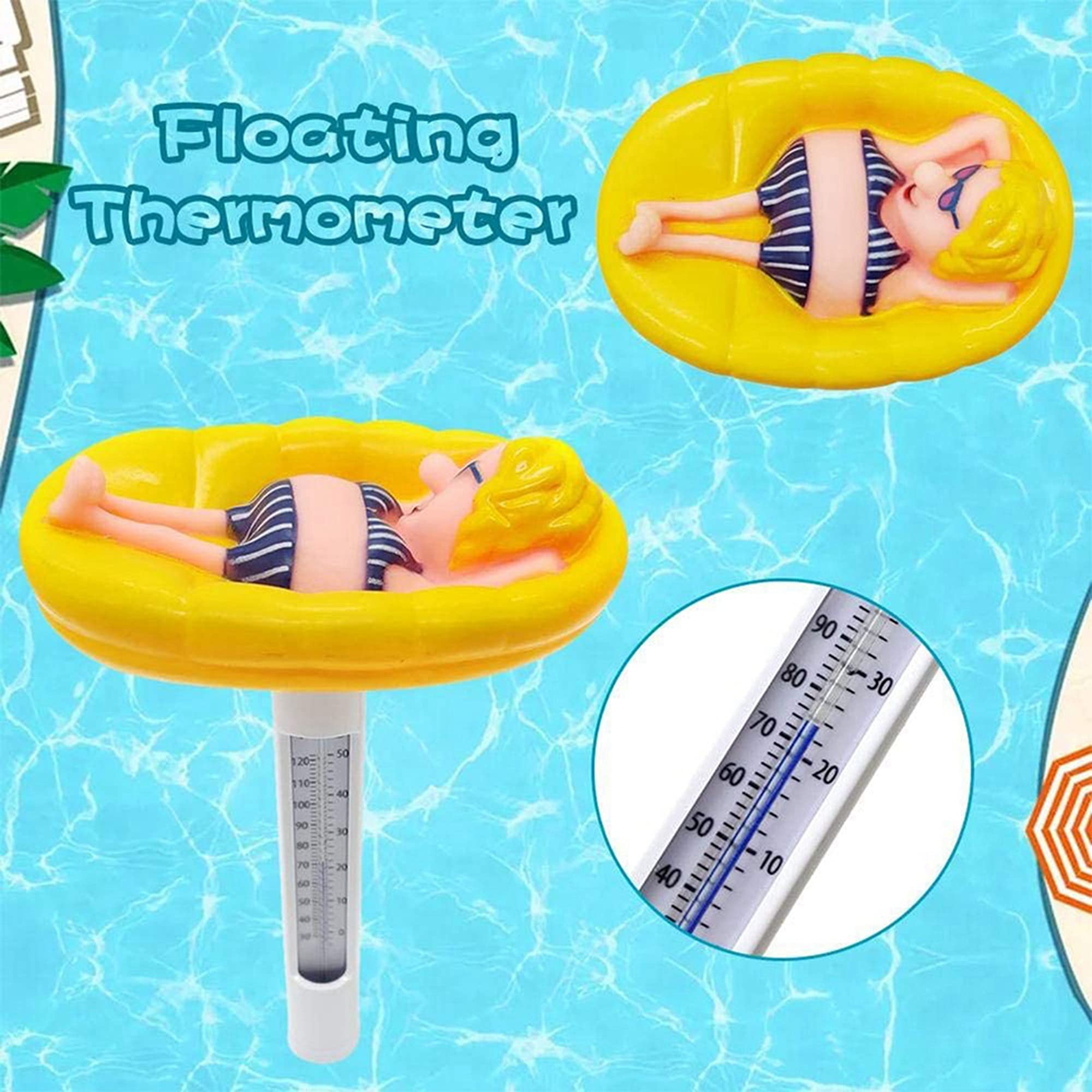 **Large Floating Pool Thermometer - Easy Read Pond & Aquarium Thermometer for Swimming Pools, Bath Water, Spas, Hot Tubs, Fish Tanks - Perfect for Baby Safety & Water Temperature Monitoring**