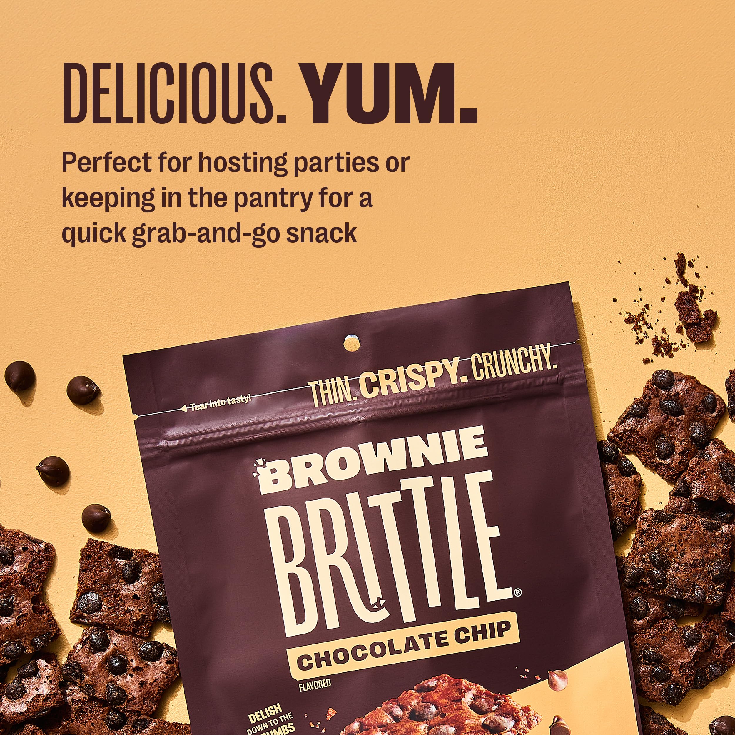 Original Chocolate Chip Brownie Brittle - Thin & Crispy Sweet Snacks (20 Pack, 1oz) | Gourmet Brownie Bites Dessert for Parties, Gifts & Coffee Time