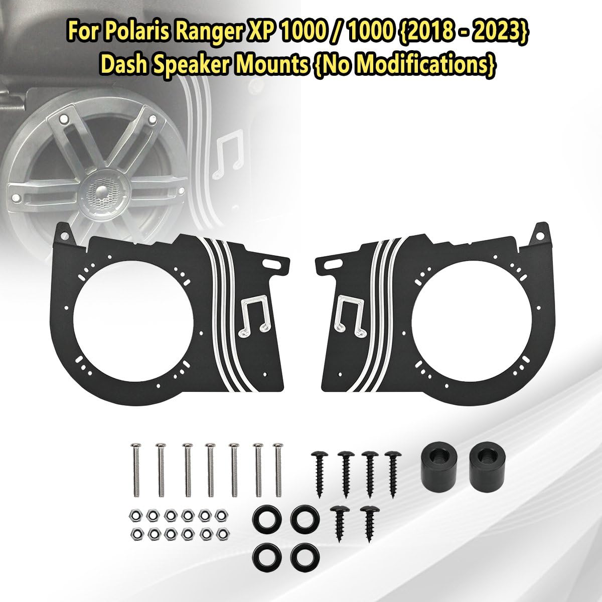 Waterproof 6.5 Inch Stereo Speaker Mount Enclosure for Polaris Ranger XP 1000 (2018-2023) - Durable Dash Speaker Mounts & Accessories for Off-Road Adventures, Marine & Outdoor Use