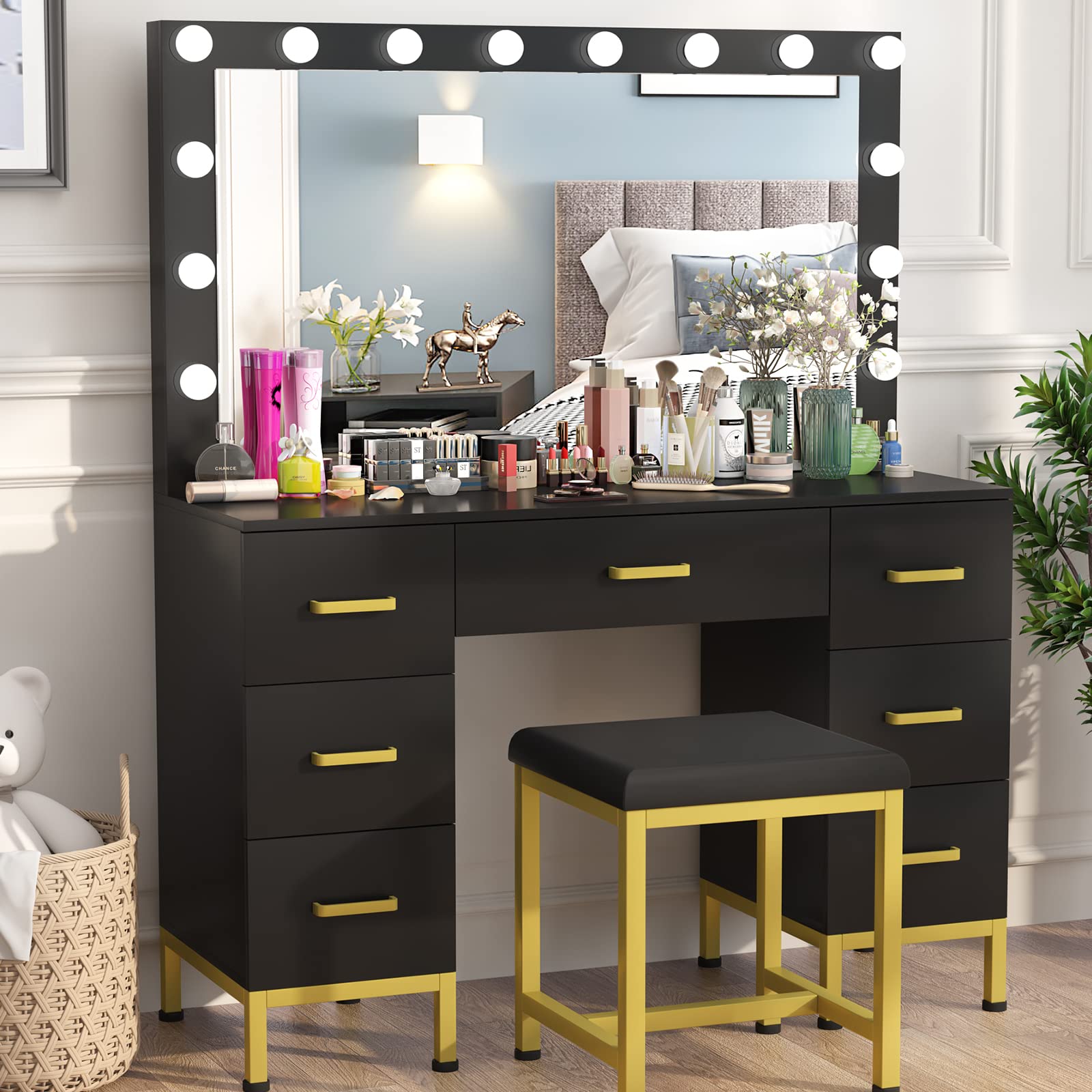 Modern Makeup Vanity with LED Lights - 44