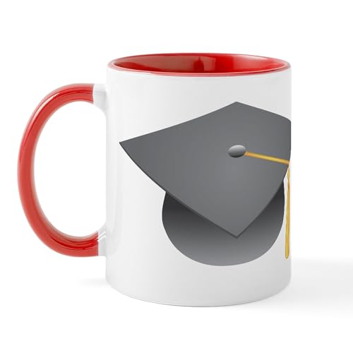 White/Red Inside - Gray Graduation Cap Mug