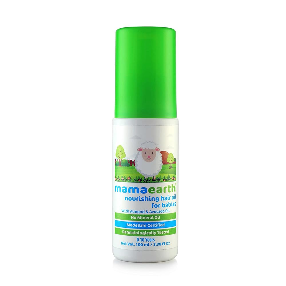 **MAMAEARTH Nourishing Baby Hair Oil for Dry Scalp & Cradle Cap – Natural Avocado & Almond Oil – Gentle Moisturizer for Delicate Skin – 3.38 Fl Oz (100ml) – Perfect for Newborns & Toddlers Daily Hair Care**