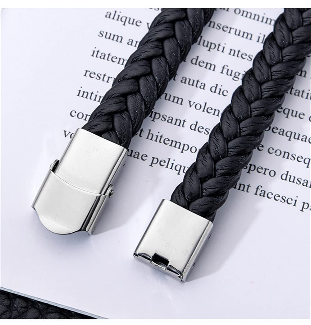 Custom Stainless Steel Compass Bracelet for Men - Personalized Name Engraved Leather Cuff Wristband with Inspirational Quote - Unique Gift for Dad, Son, Brother, Grandson & Boyfriend - Perfect for Outdoor Adventures, Travel & Daily Wear