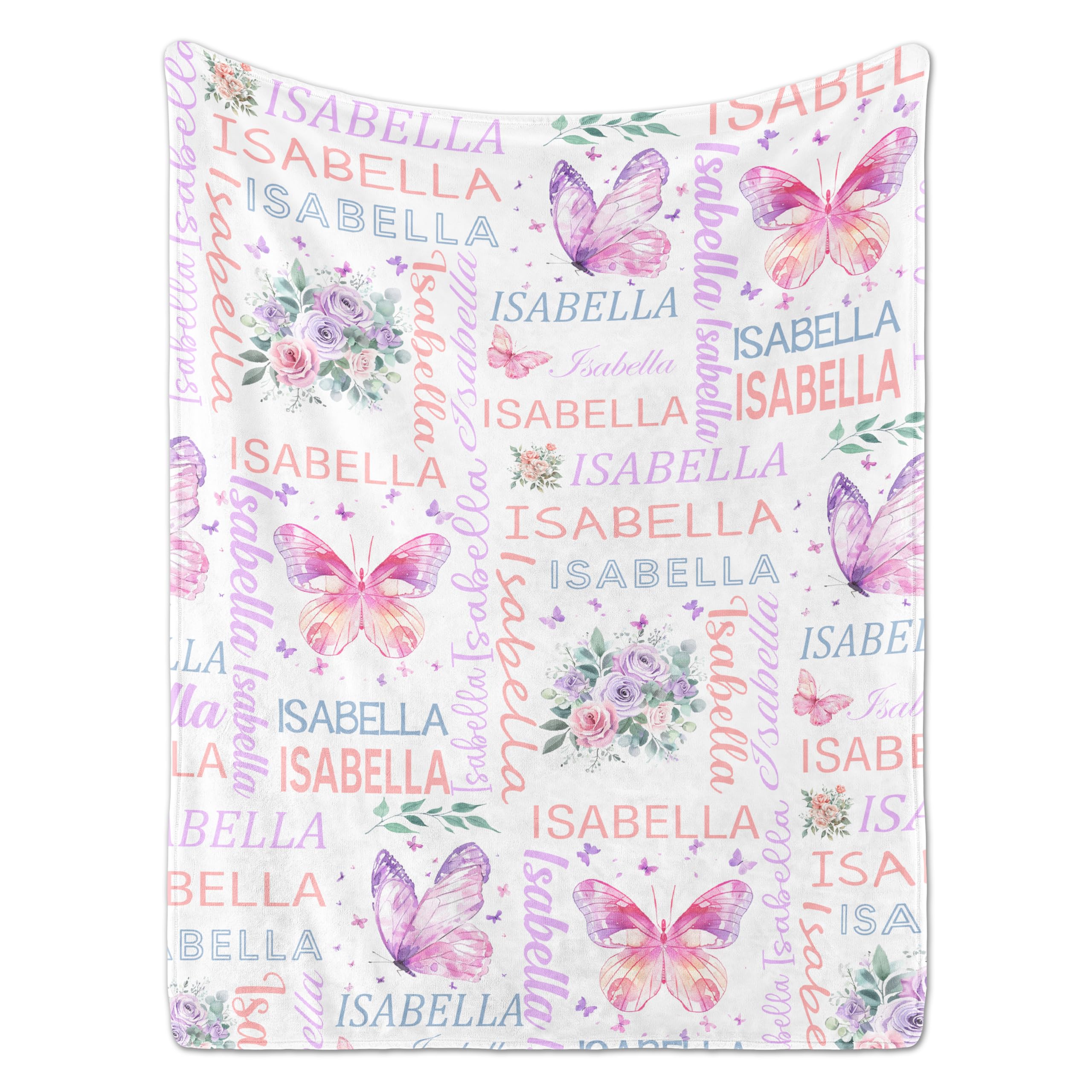 Personalized Baby Blanket with Name - Custom Embroidered Fleece Blanket for Newborn Boys & Girls - Super Soft Plush Baby Gift for Shower, Christening & Nursery Decor - 30