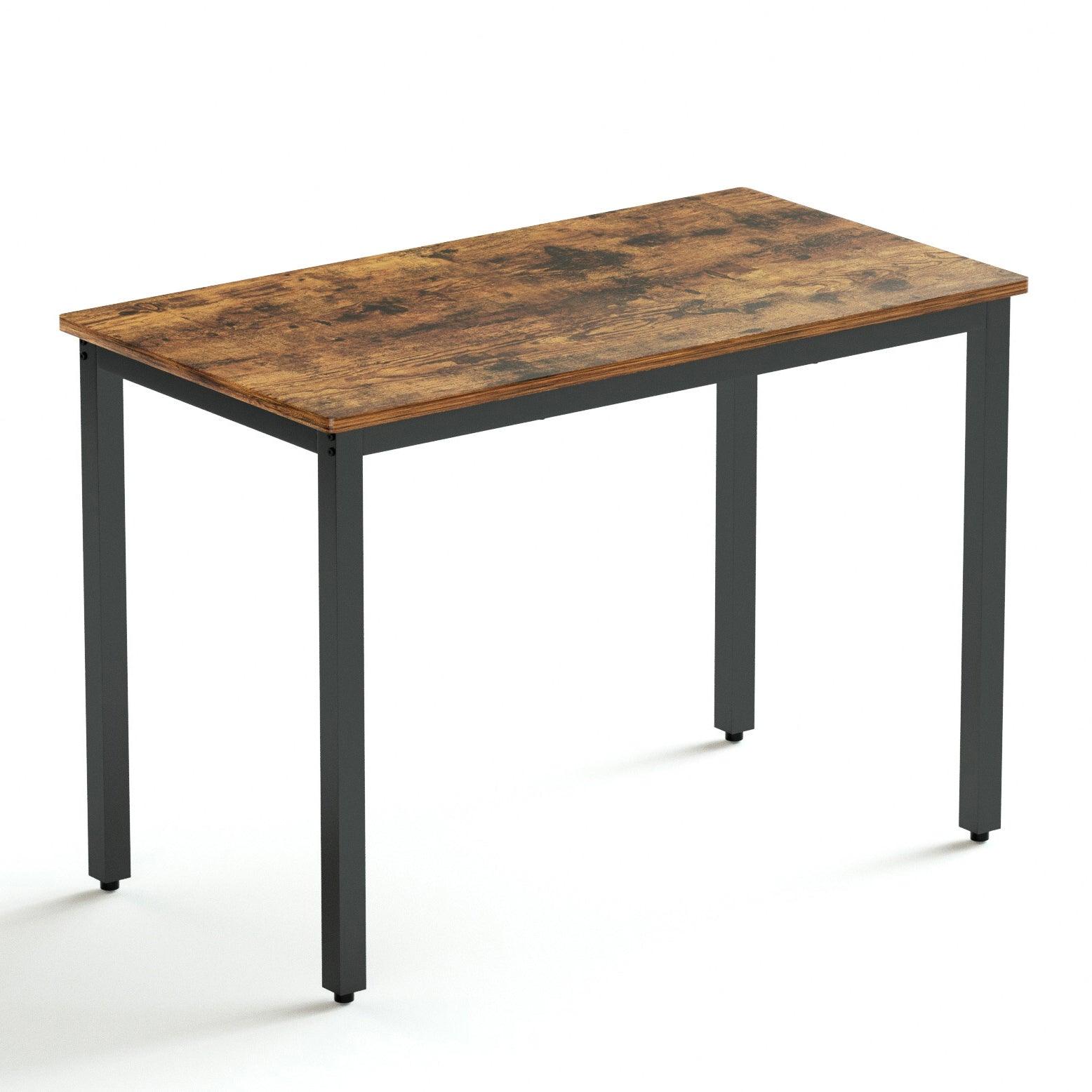Industrial Style Dining Table Set with 2 PU Upholstered Benches - Rustic Brown Kitchen & Living Room Furniture (43.3
