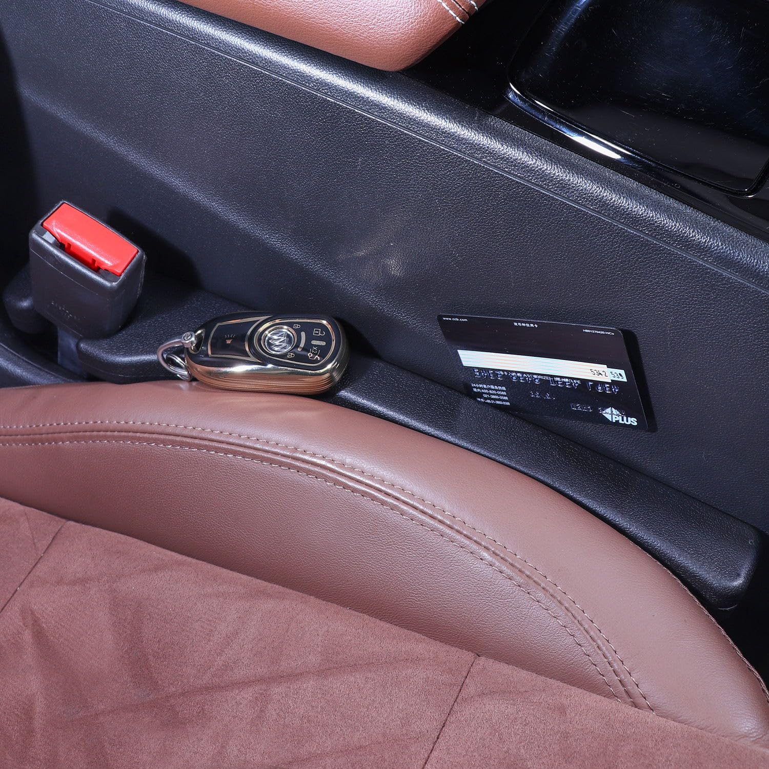 Briwill Universal Car Seat Gap Filler - 2 Pack Black Interior Accessories for Cars, SUVs & Trucks | Prevent Lost Items & Keep Your Vehicle Clean | Perfect for Women, Moms & Commuters