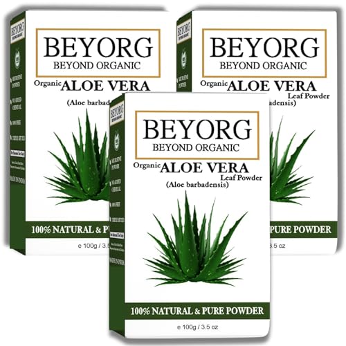 BEYORG 100% Pure Aloe Vera Powder | Organic Aloe Arborescens Leaf Extract | For Skin Care, Face Masks, Brightening & Even Skin Tone | DIY Beauty & Natural Remedies