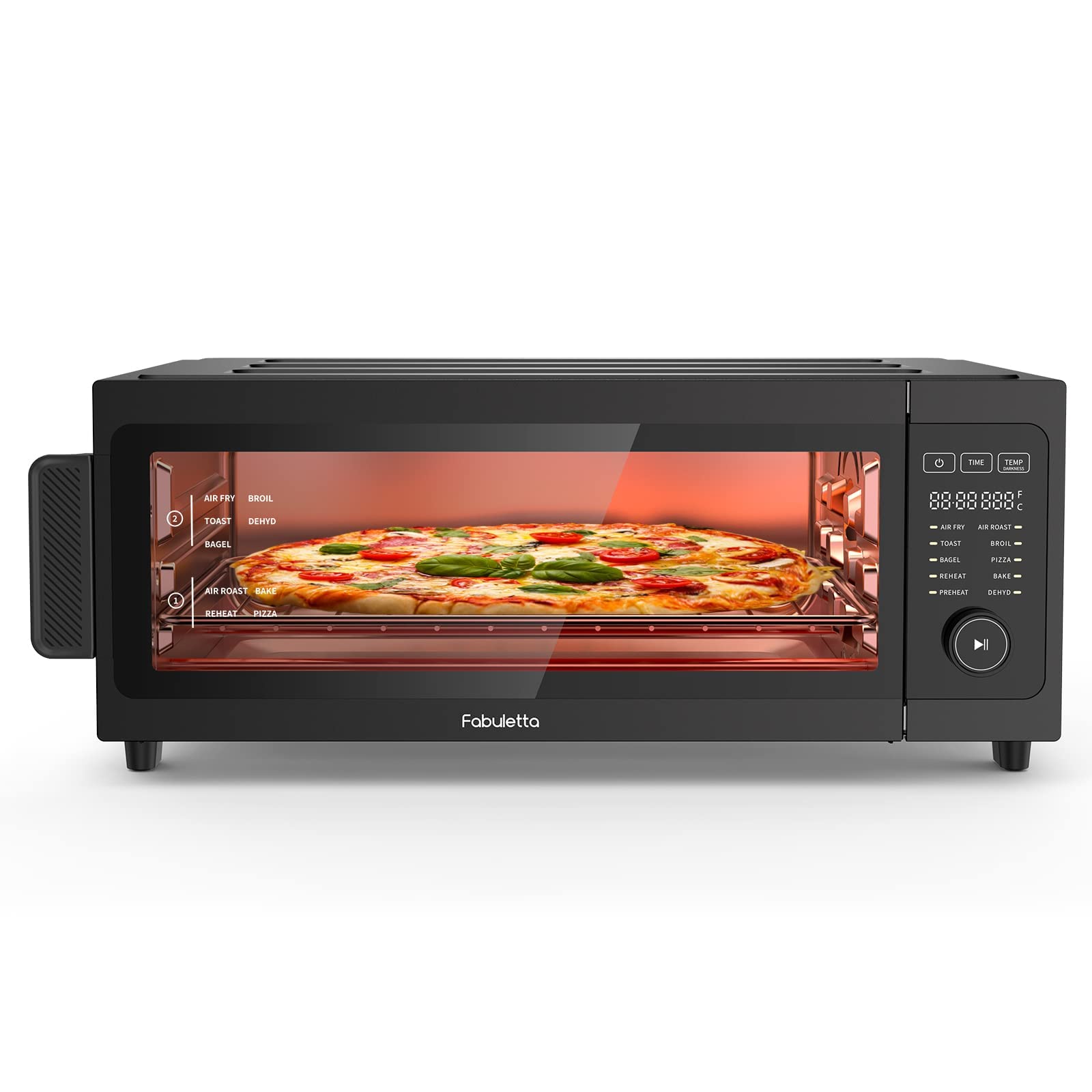 Fabuletta 10-in-1 Air Fryer Toaster Oven Combo - 1800W Countertop Convection Oven with Flip-Up Design for Space Saving | Oil-Free Cooking for 12