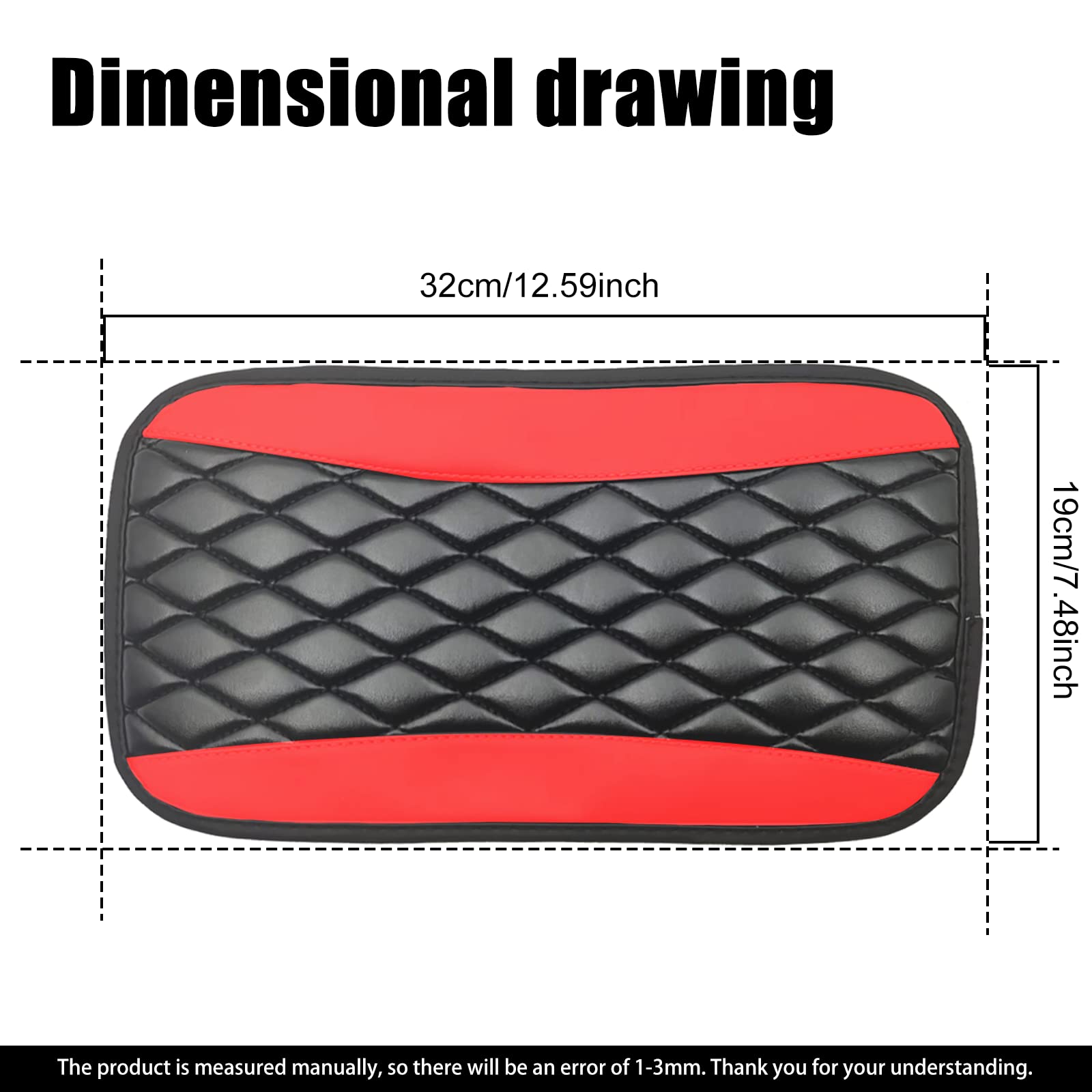 Universal Car Center Console Cushion Pad - Waterproof Leather Armrest Cover with Anti-Scratch Protection for Most Cars & SUVs (Red) - Perfect for Road Trips, Commuting & Interior Protection