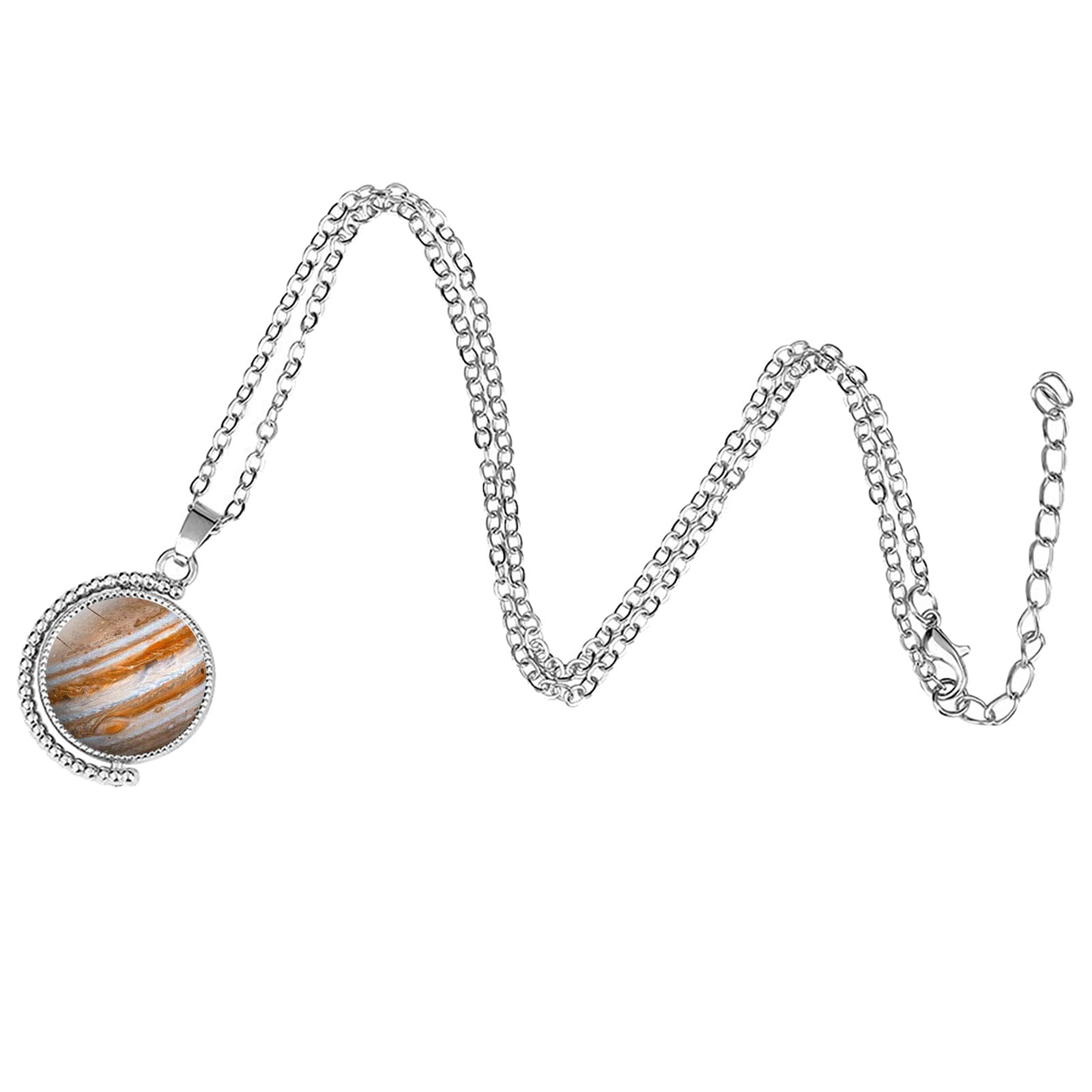 Double-Sided Rotating Planet Necklace - Glow in the Dark Solar System Pendant with Luminous Eight Planets, Silver Space Jewelry for Women | Perfect for Astronomy Lovers, Cosmic-Themed Parties & Unique Gifts
