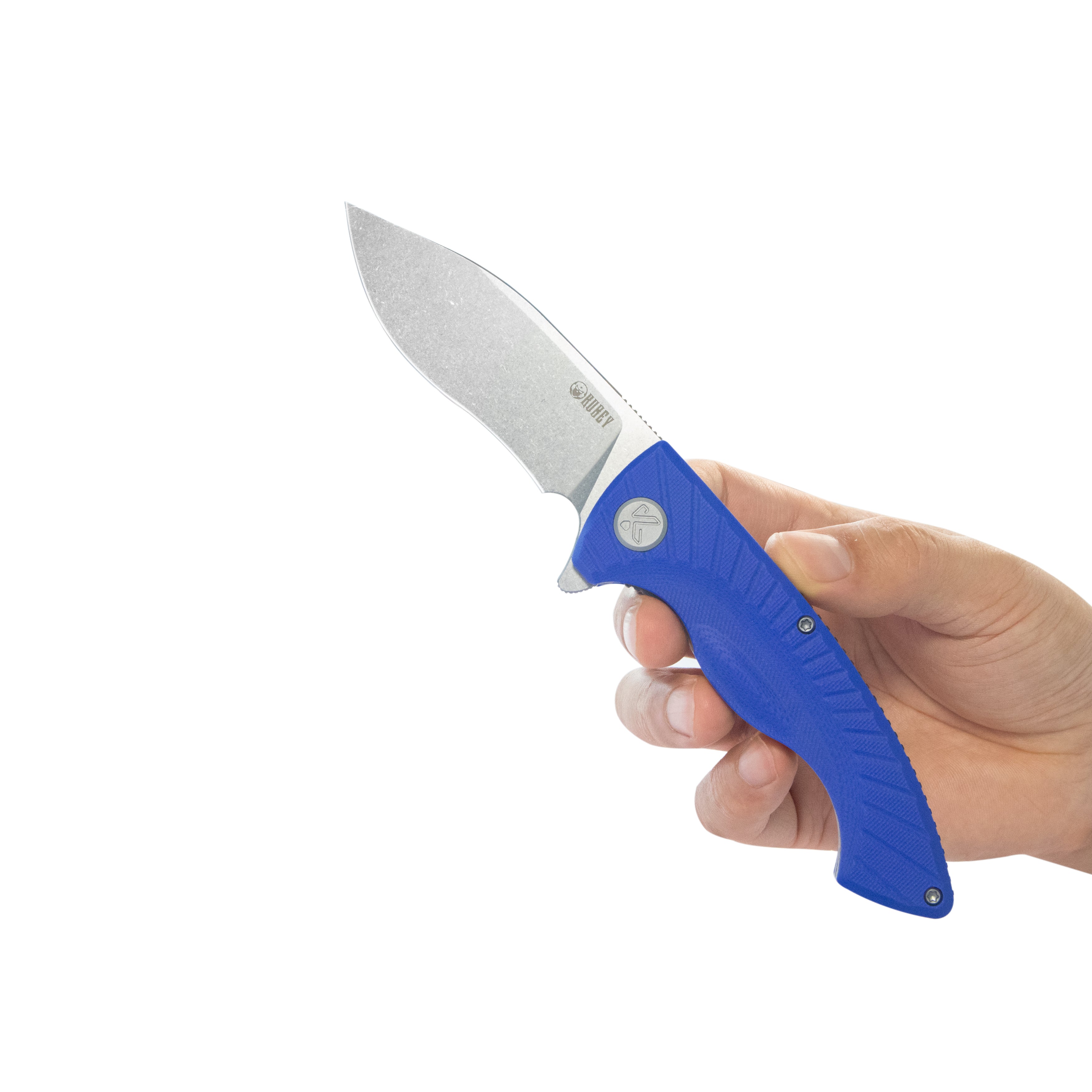 Kubey Timberwolf Flipper Outdoor Folding Knife - Blue G10 Handle, 3.46