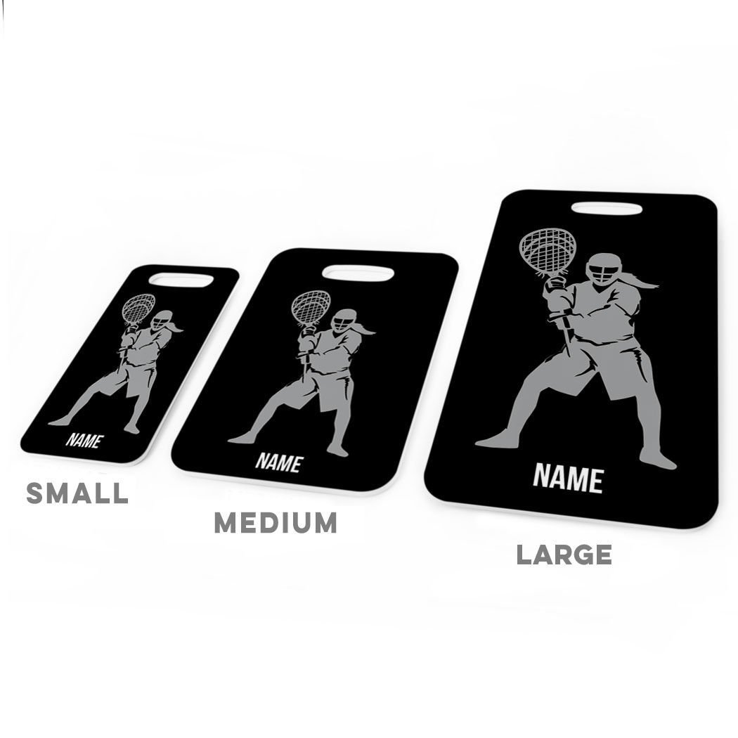 Personalized Girls Lacrosse Goalie Bag Tag - Custom Lax Luggage Tag with Standard Lines, Small Black/Gray - Perfect for Travel, Sports Gear & Team Identification