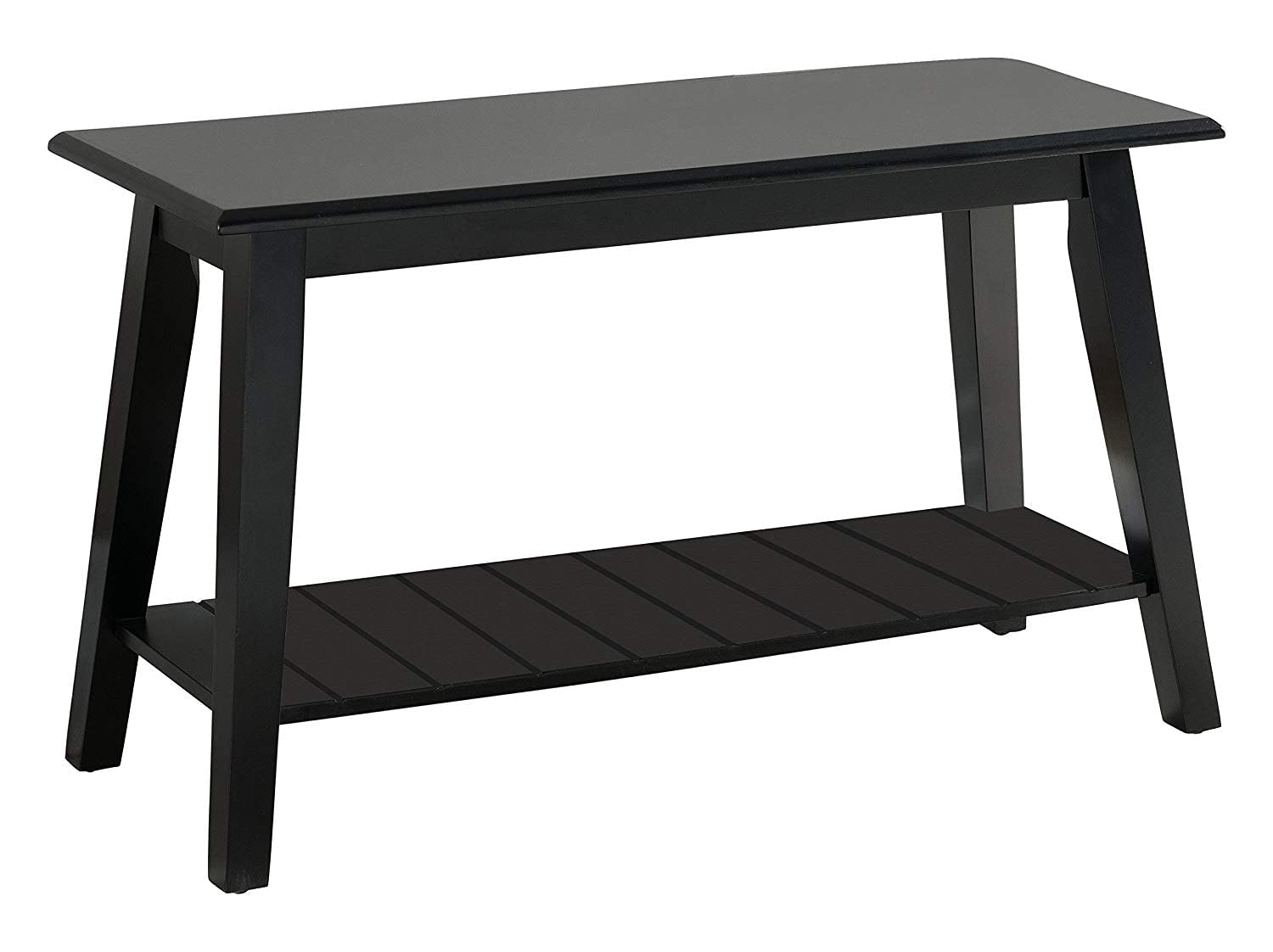 KB Designs Modern Entryway Shoe Bench with Storage Shelf - Black Wooden Shoe Rack Organizer for Hallway, Living Room & Bedroom