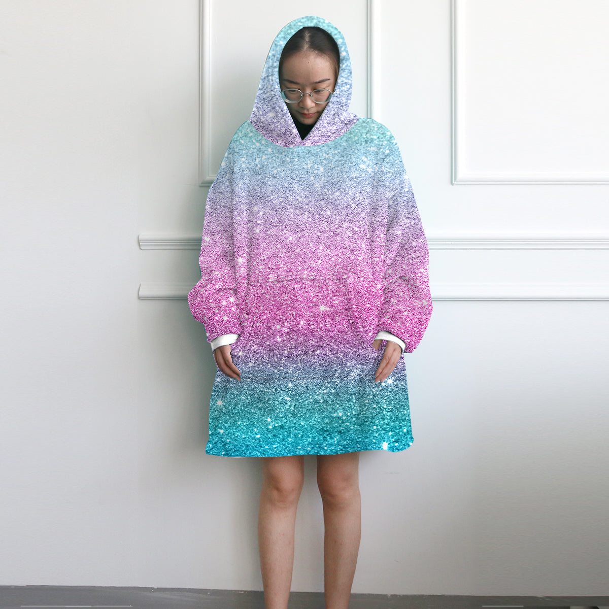 Mermaid Dreams Wearable Blanket Hoodie - Soft Fleece Hooded Blanket for Women & Teens - Cozy Loungewear for Home, Netflix Nights & Outdoor Camping
