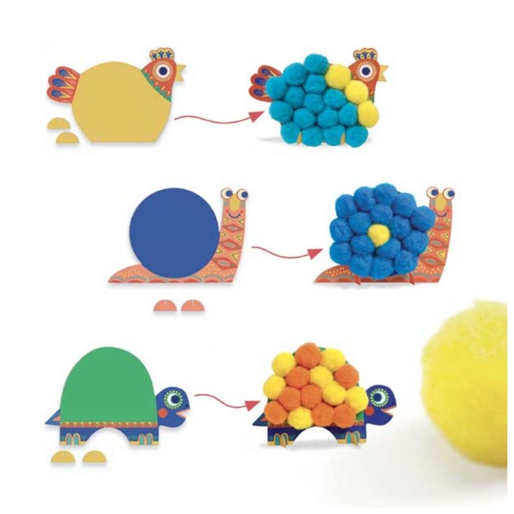 Buy Djeco Fluffy Animals Collage Kit for Kids - Creative DIY Art & Craft Activity for Home & School Projects