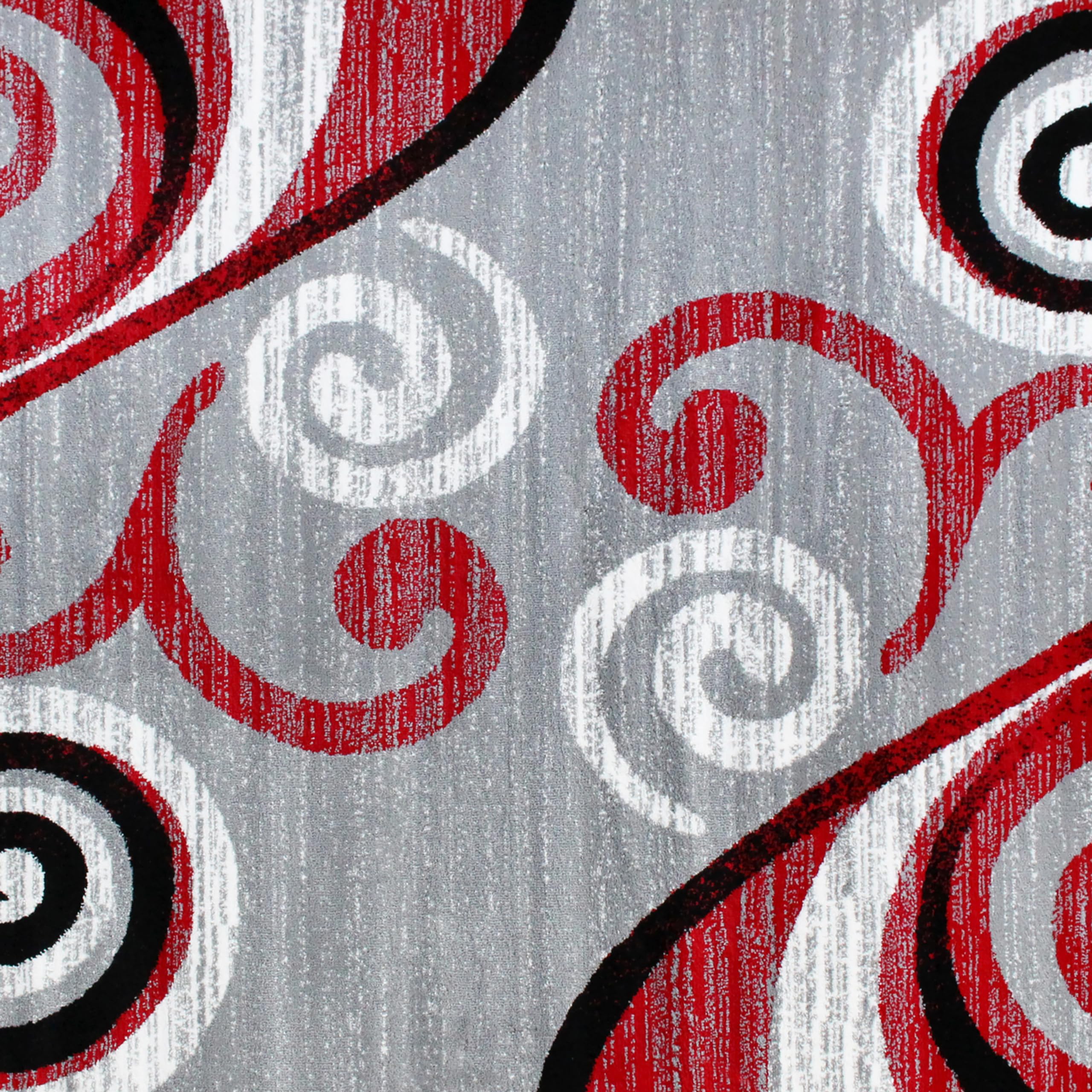 EMMA + OLIVER Olefin Accent Rug - Red Scraped Look Swirl Pattern 2x11 - Plush Pile Facing - Easy to Clean - Jute Backing - Moisture & Stain Resistant - Perfect for Living Room, Bedroom & Entryway Decor