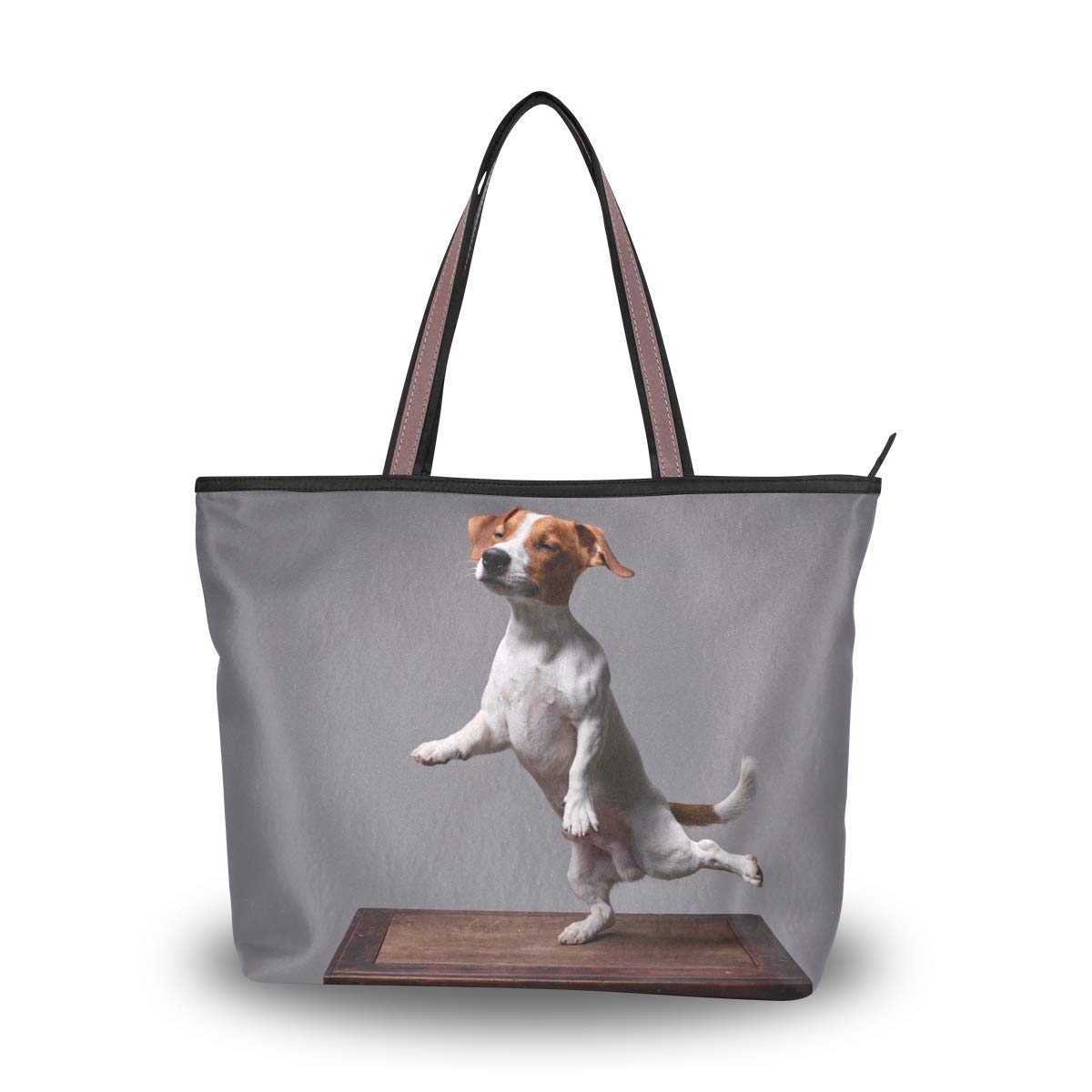 Stylish Jack Russell Terrier Print Shoulder Bag for Women - Large Handle Designer Tote Purse - Perfect for Work, Travel & Casual Outings