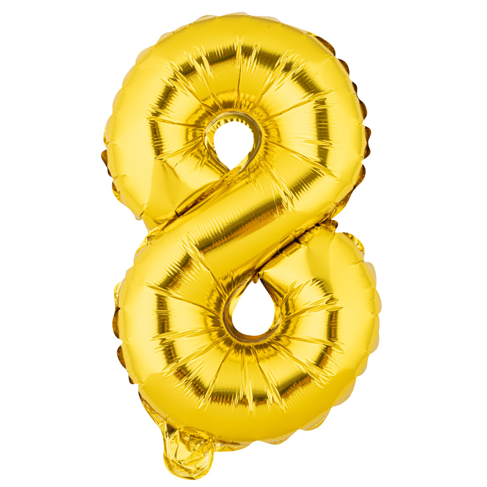 Balloonify Gold Mylar Number 8 Balloon - 16 Inch - 1 Count Box - Perfect for Birthdays, Anniversaries & Party Decorations