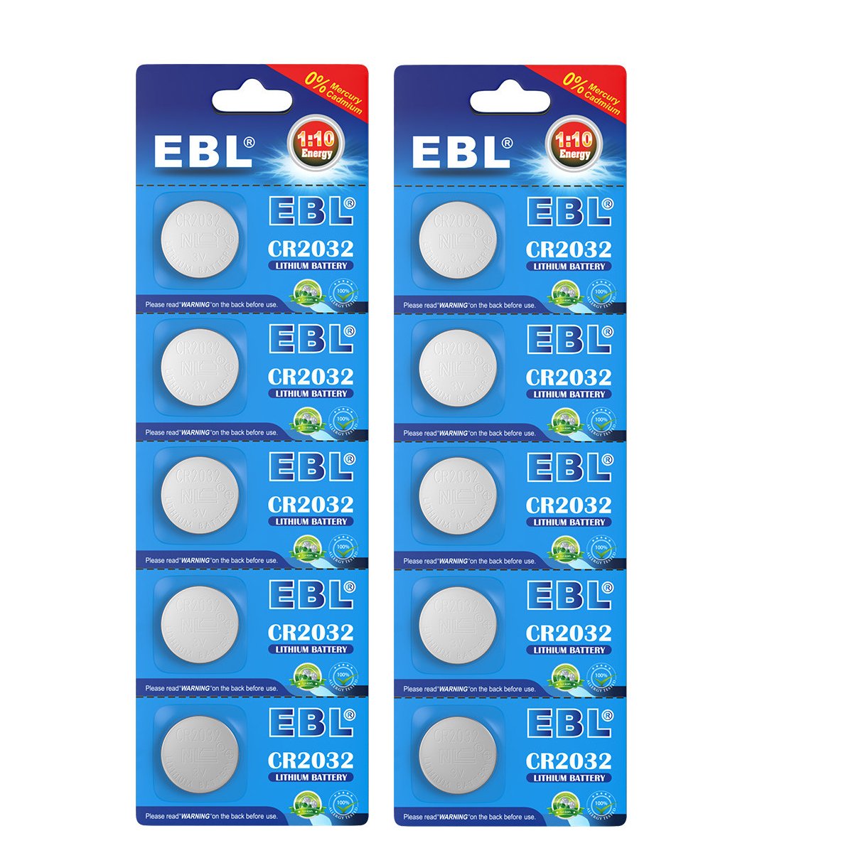 EBL CR2032 3V Lithium Coin Battery - Long Lasting Power for Watches, Key Fobs, Calculators & Medical Devices