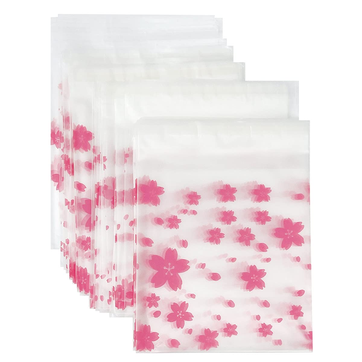 Allydrew 4x4 Inch Clear Self-Adhesive Candy Bags | 200pcs Cherry Blossom Treat Bags for Parties, Weddings & Events | Perfect for Candy, Cookies, Favors & Gift Packaging