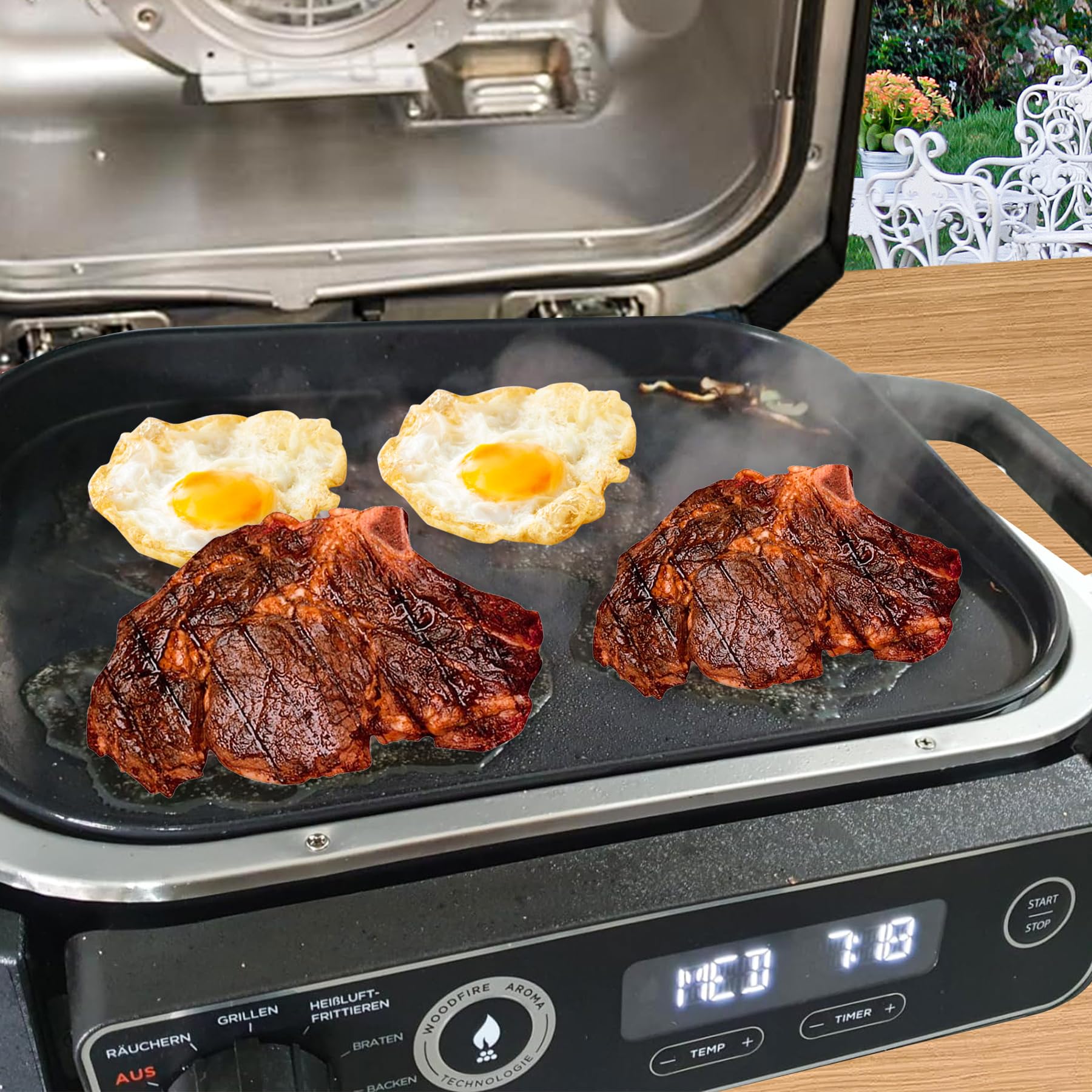Heavy-Duty Non-Stick Griddle Pan for Ninja Woodfire Pro XL Grill OG800 OG900 Series - XSKGRIDLXL Grill Griddle Plate with Oil Hole | Perfect for Outdoor BBQ, Camping & Backyard Cooking Accessories