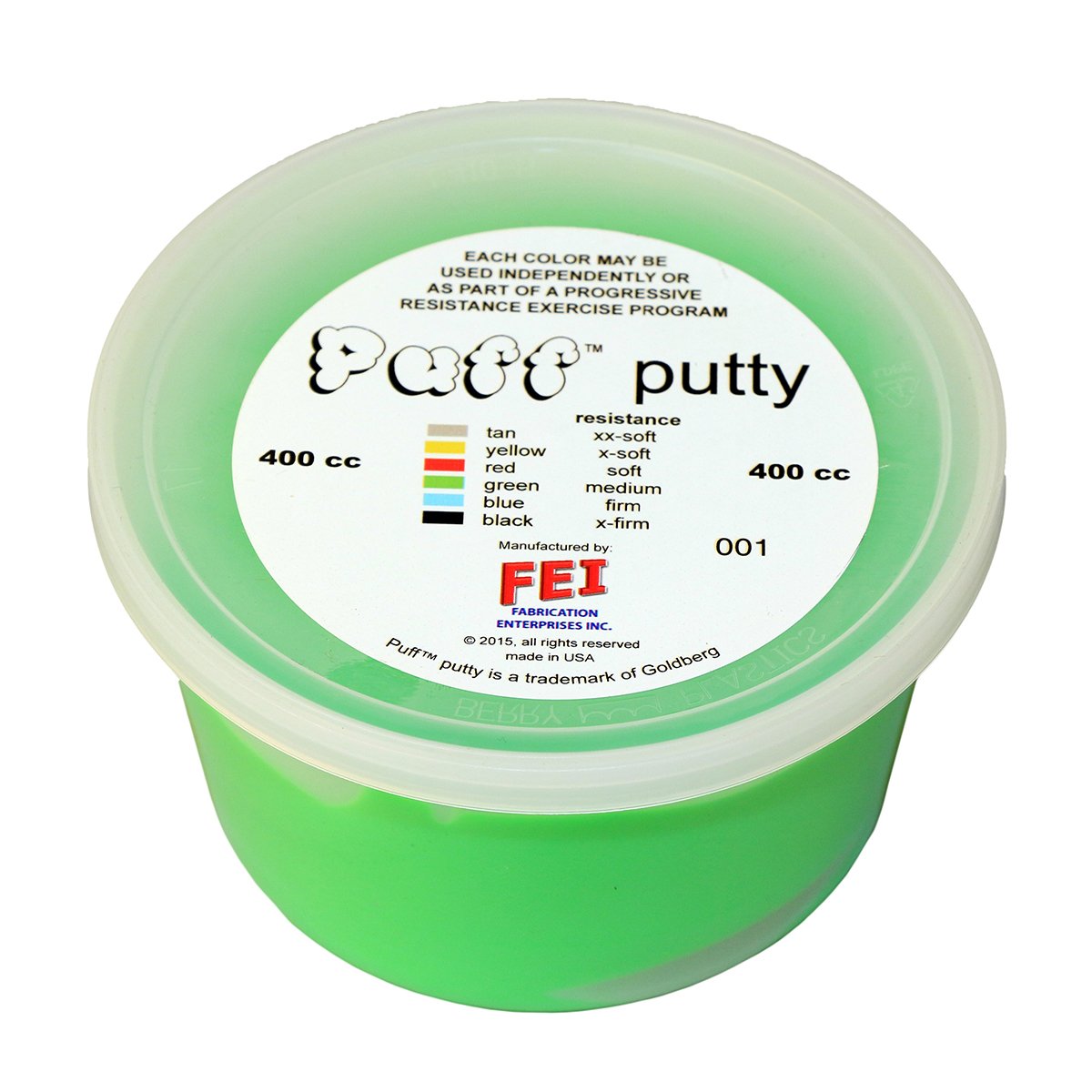 Cando Puff LiTE Exercise Putty - Medium Resistance (13.5 oz, Green) - Hand Therapy & Strength Training for Rehabilitation, Stress Relief & Fitness