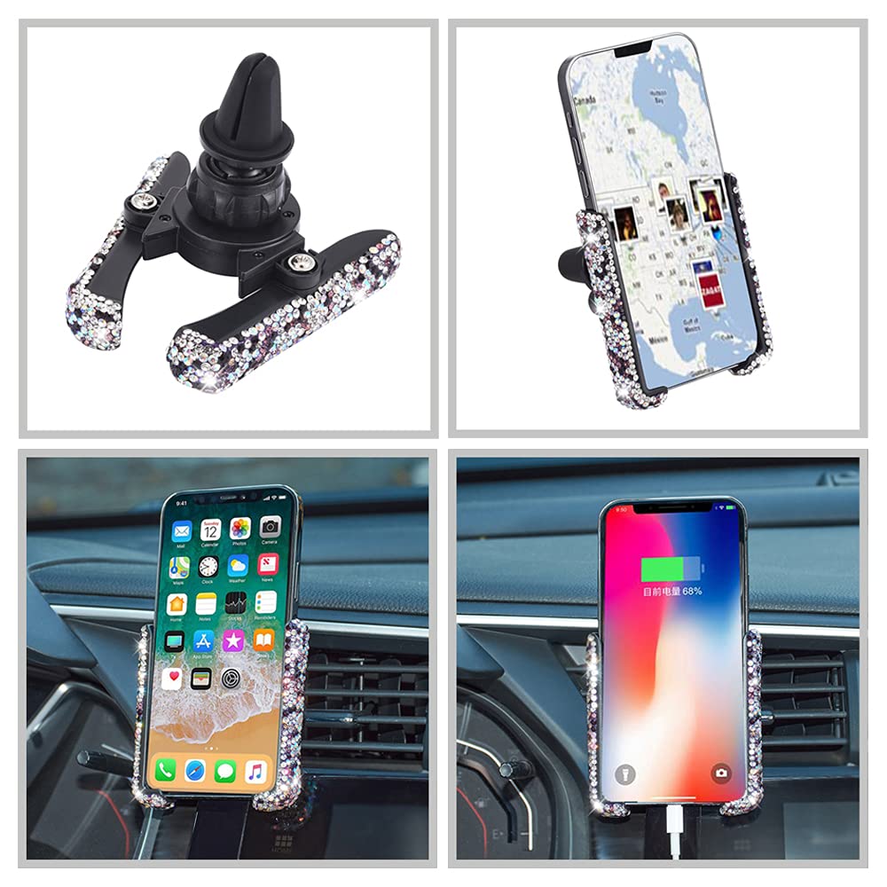 Universal Car Phone Mount Holder - Purple AB Crystal Bling Air Vent & Dashboard Stand for iPhone, Samsung, Google Pixel | Perfect for Driving, Navigation & Hands-Free Calls
